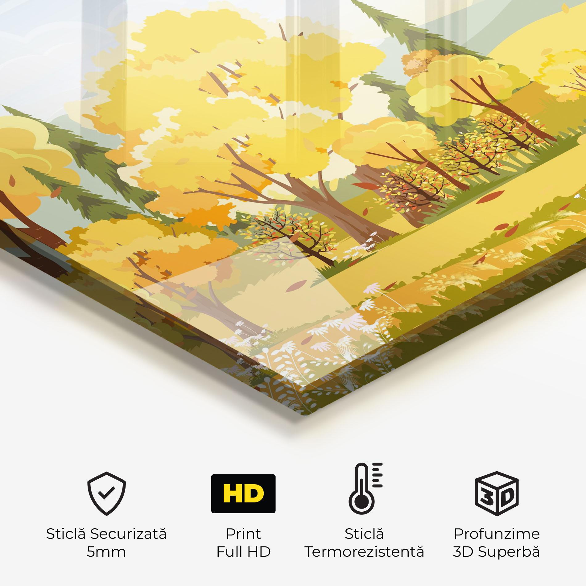 Panou Sticla Bucatarie Autumn Yellow View mockup 2