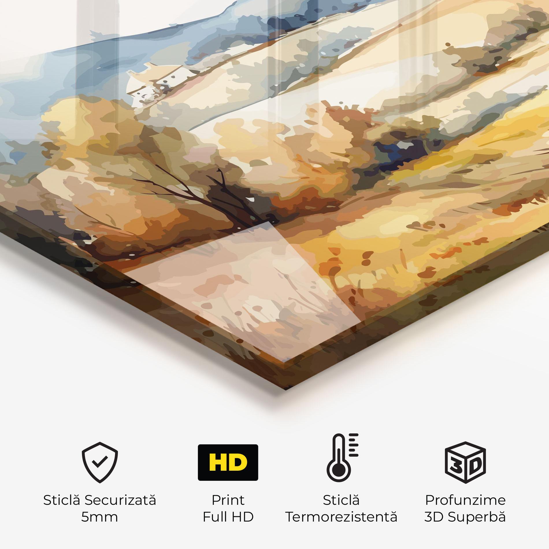 Panou Sticla Bucatarie Blue Orange Autumn mockup 2