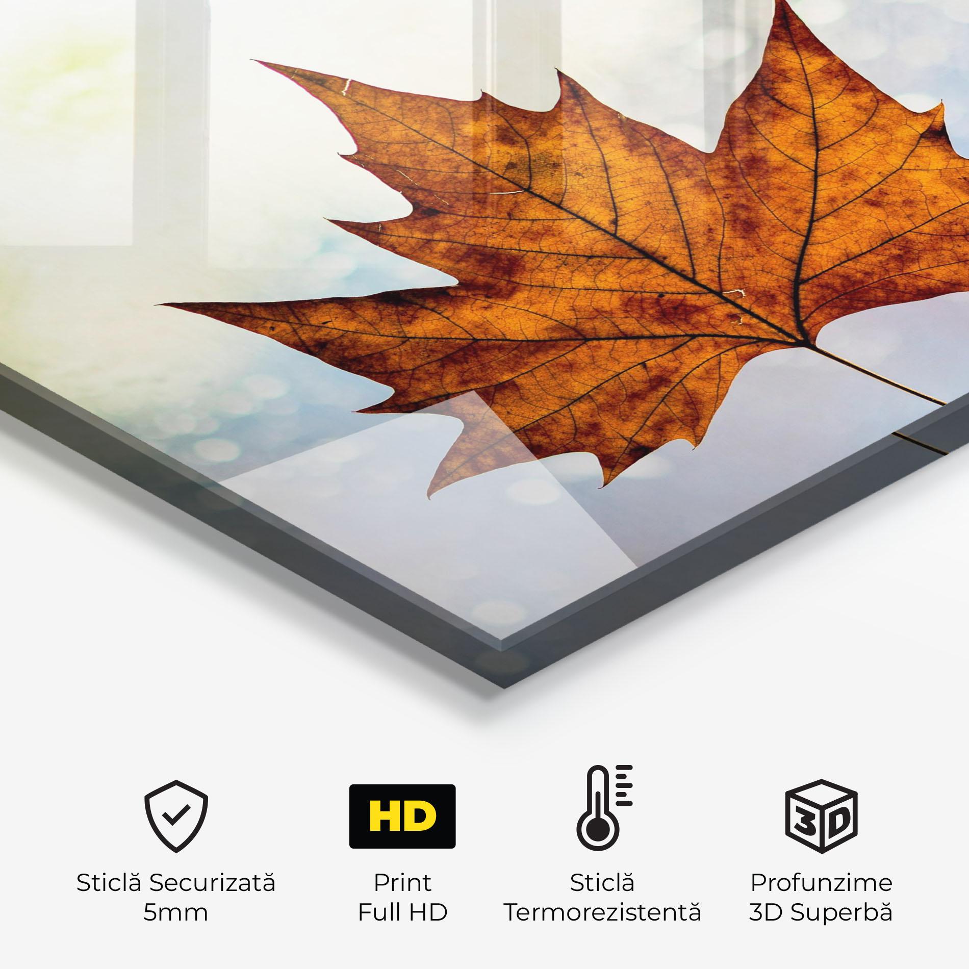 Panou Sticla Bucatarie Brown Orange Leaf mockup 2