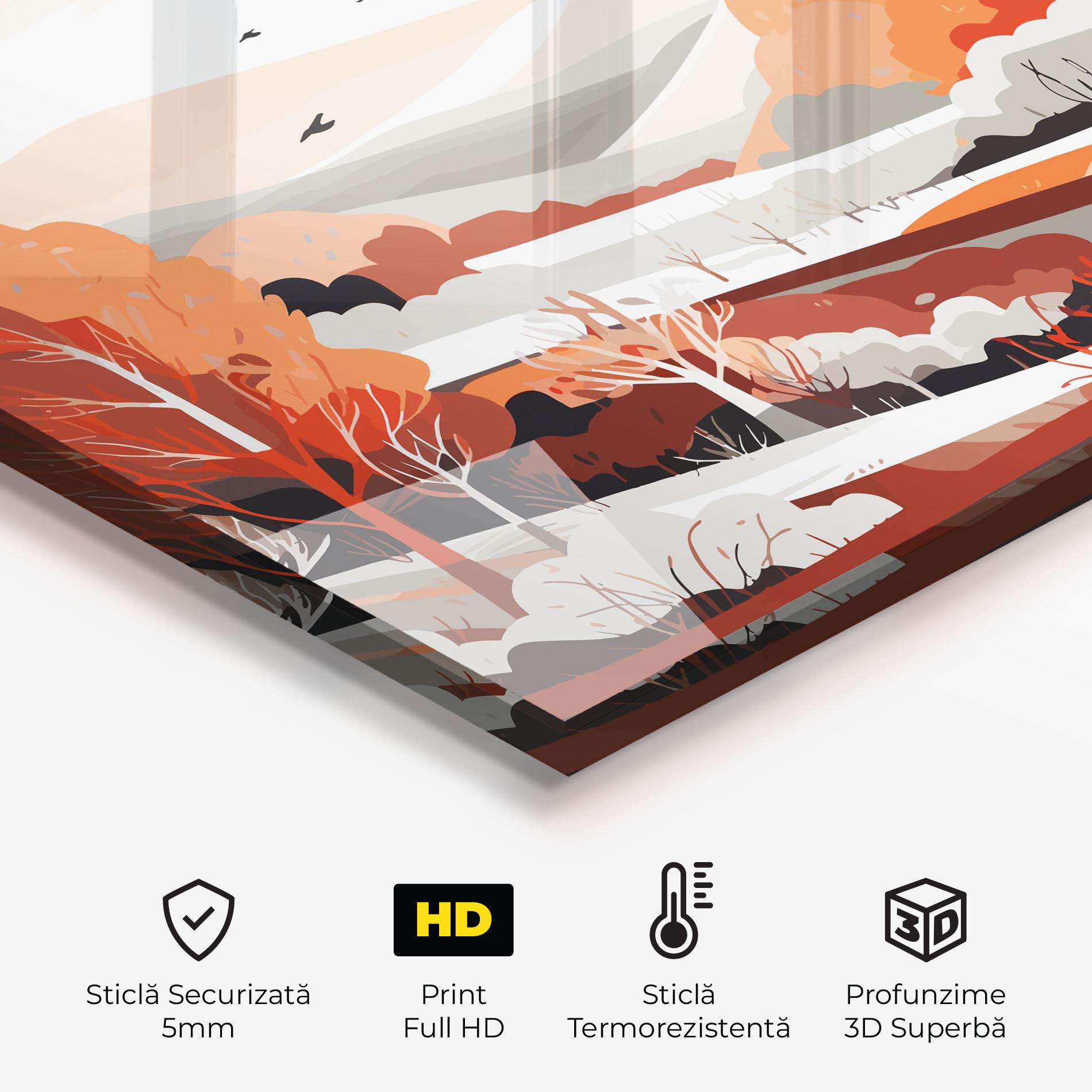 Panou Sticla Bucatarie Grey Orange Autumn mockup 2