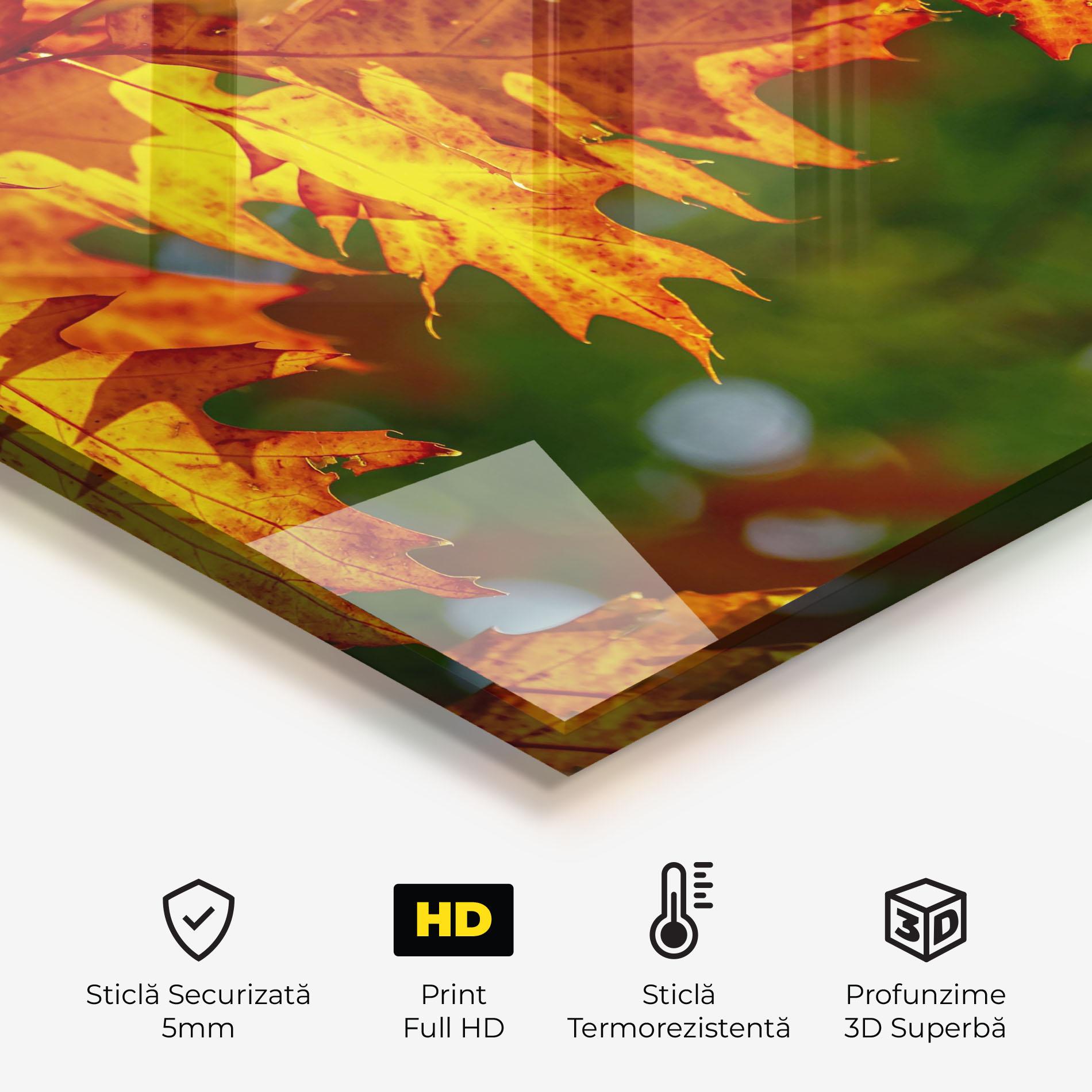 Panou Sticla Bucatarie Orange Yellow Leaves mockup 2
