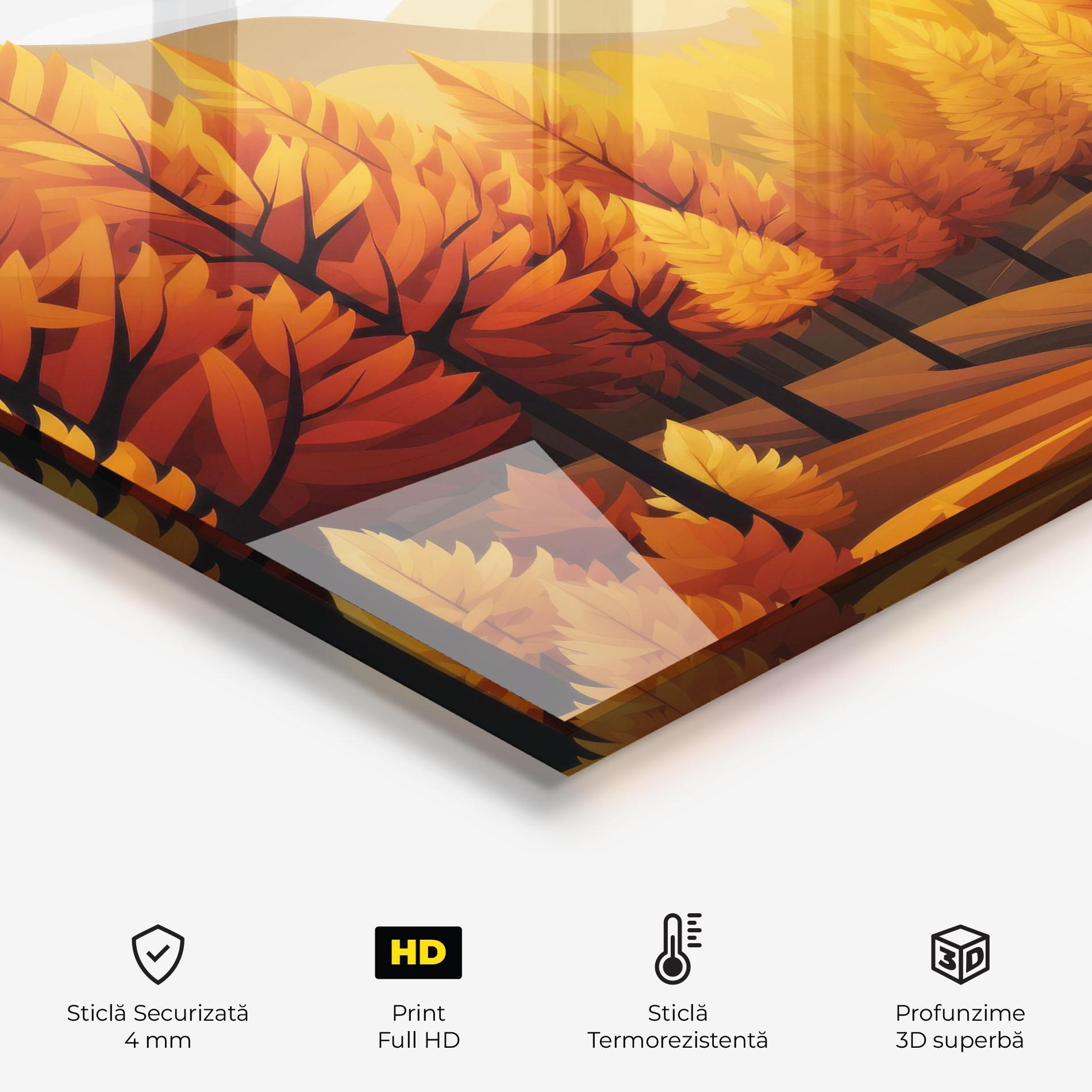Panou Sticla Bucatarie Autumn Trees Orange mockup 2