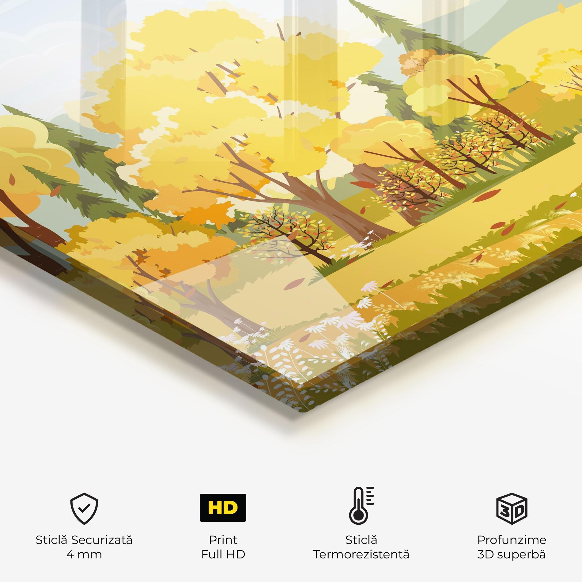 Panou Sticla Bucatarie Autumn Yellow View mockup 2