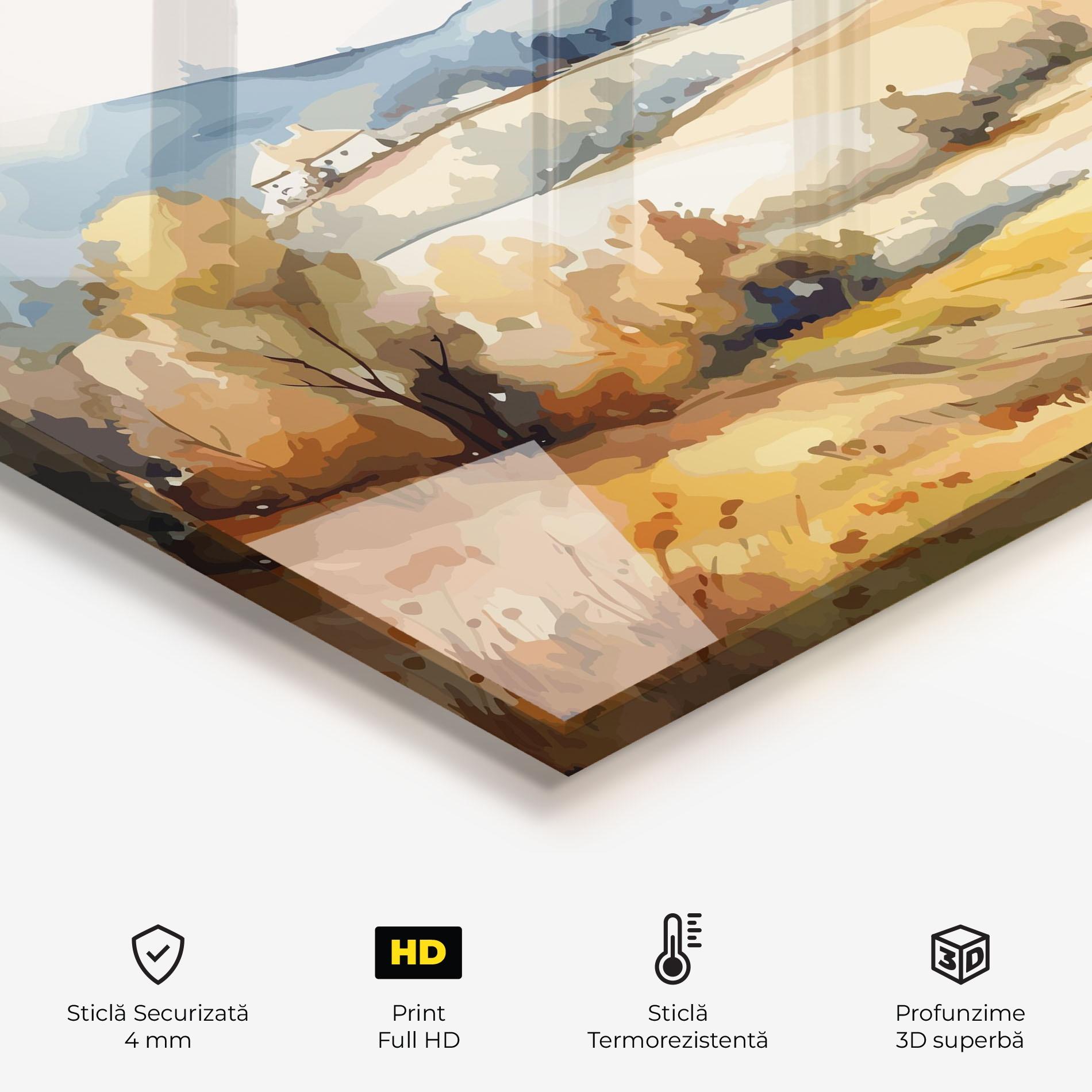 Panou Sticla Bucatarie Blue Orange Autumn mockup 2