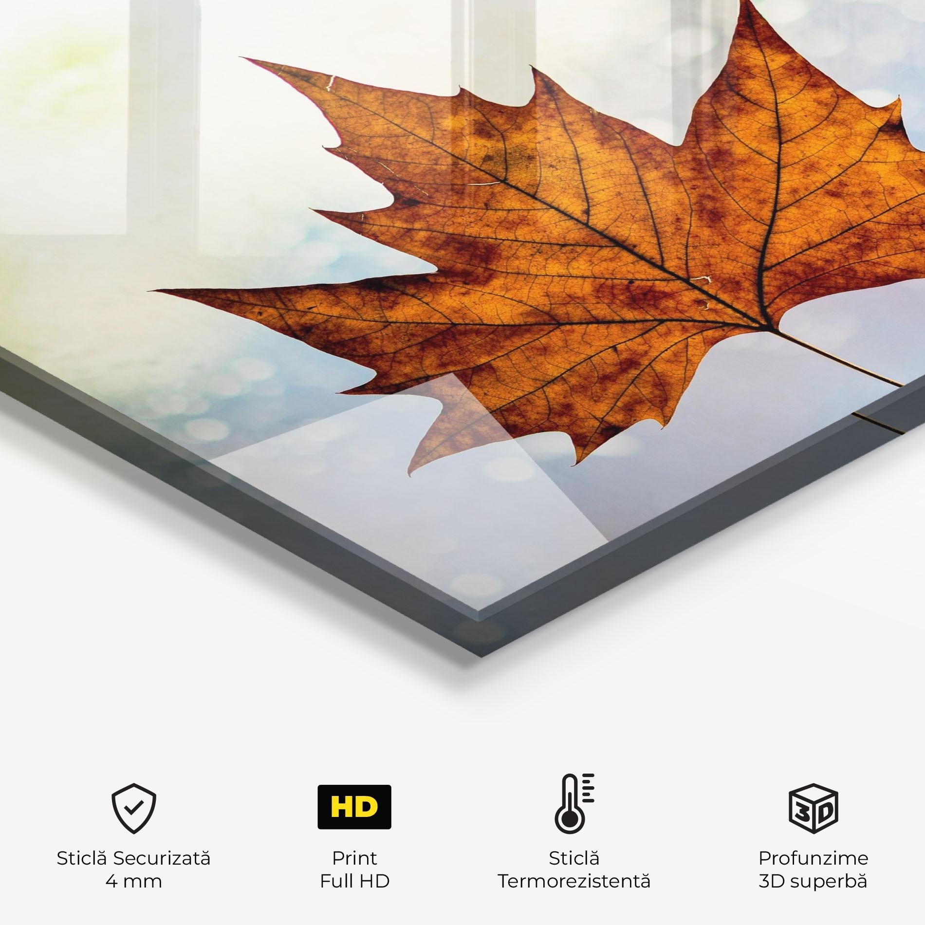 Panou Sticla Bucatarie Brown Orange Leaf mockup 2