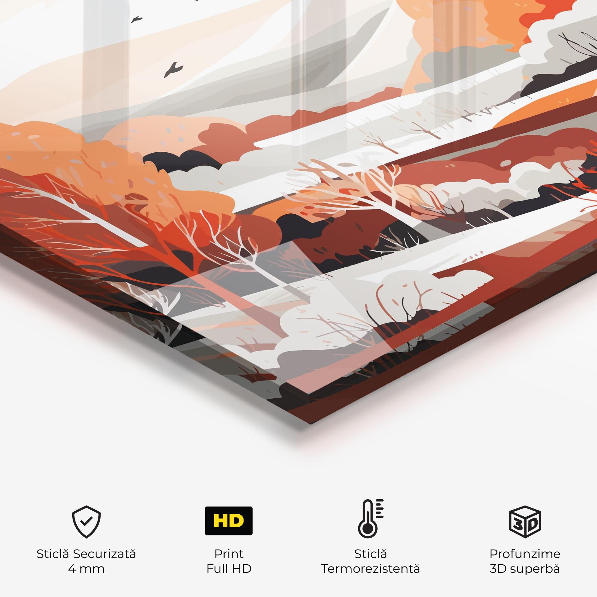 Panou Sticla Bucatarie Grey Orange Autumn mockup 2