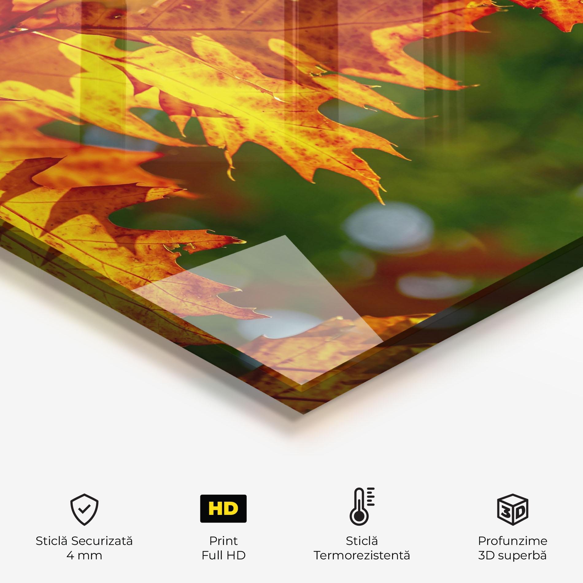 Panou Sticla Bucatarie Orange Yellow Leaves mockup 2