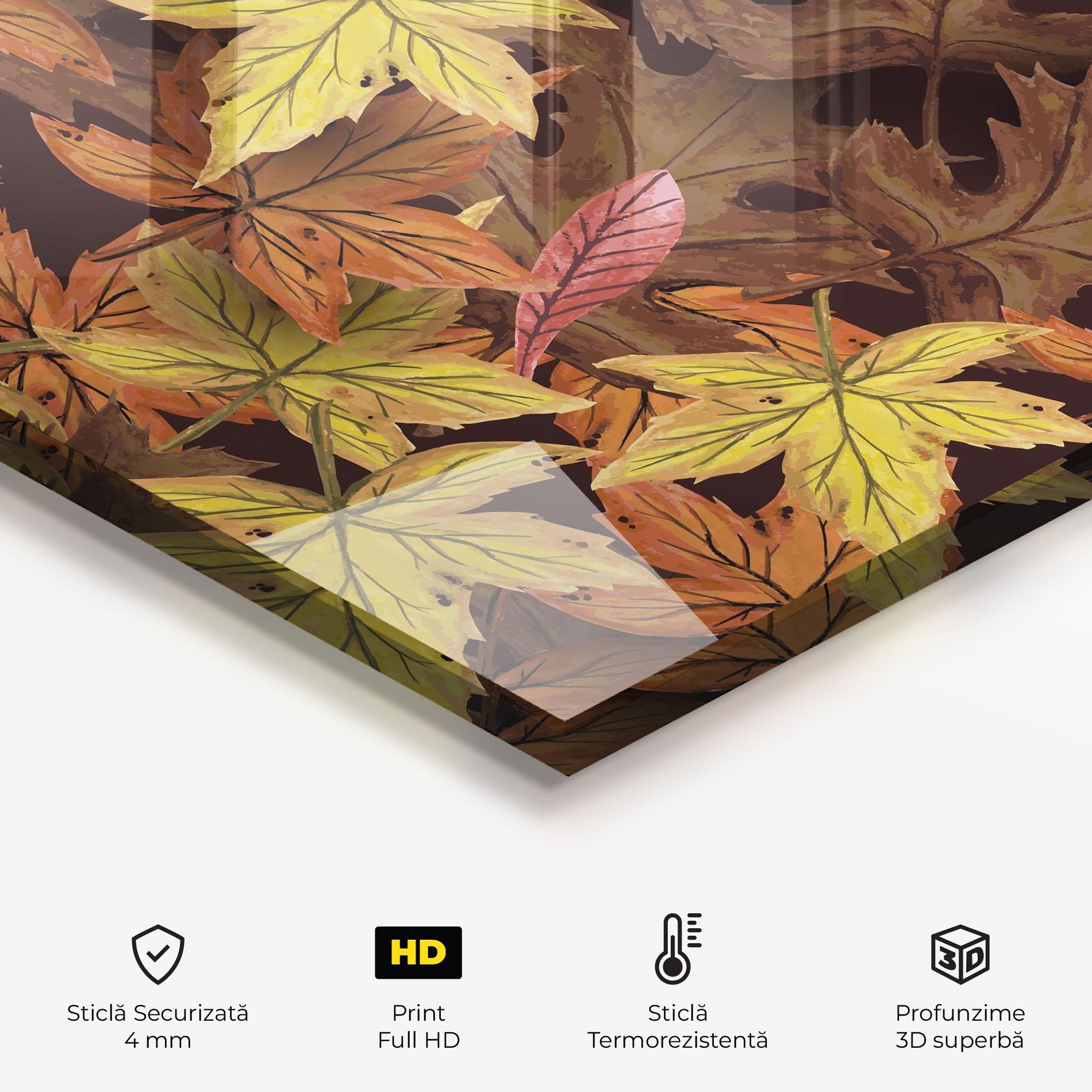 Panou Sticla Bucatarie Painted Leaves mockup 2