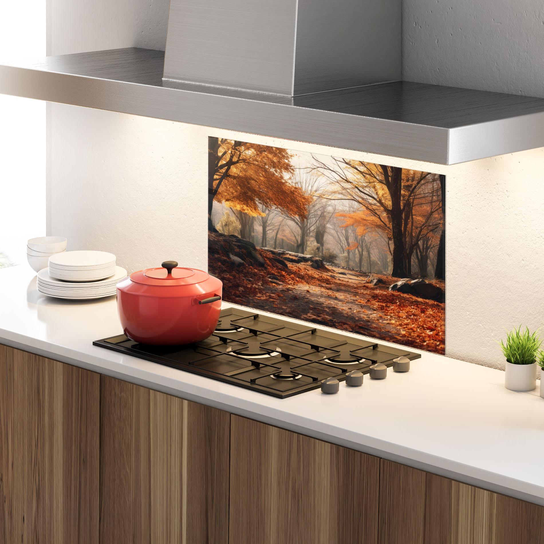 Panou Sticla Bucatarie Autumn Forest mockup 4
