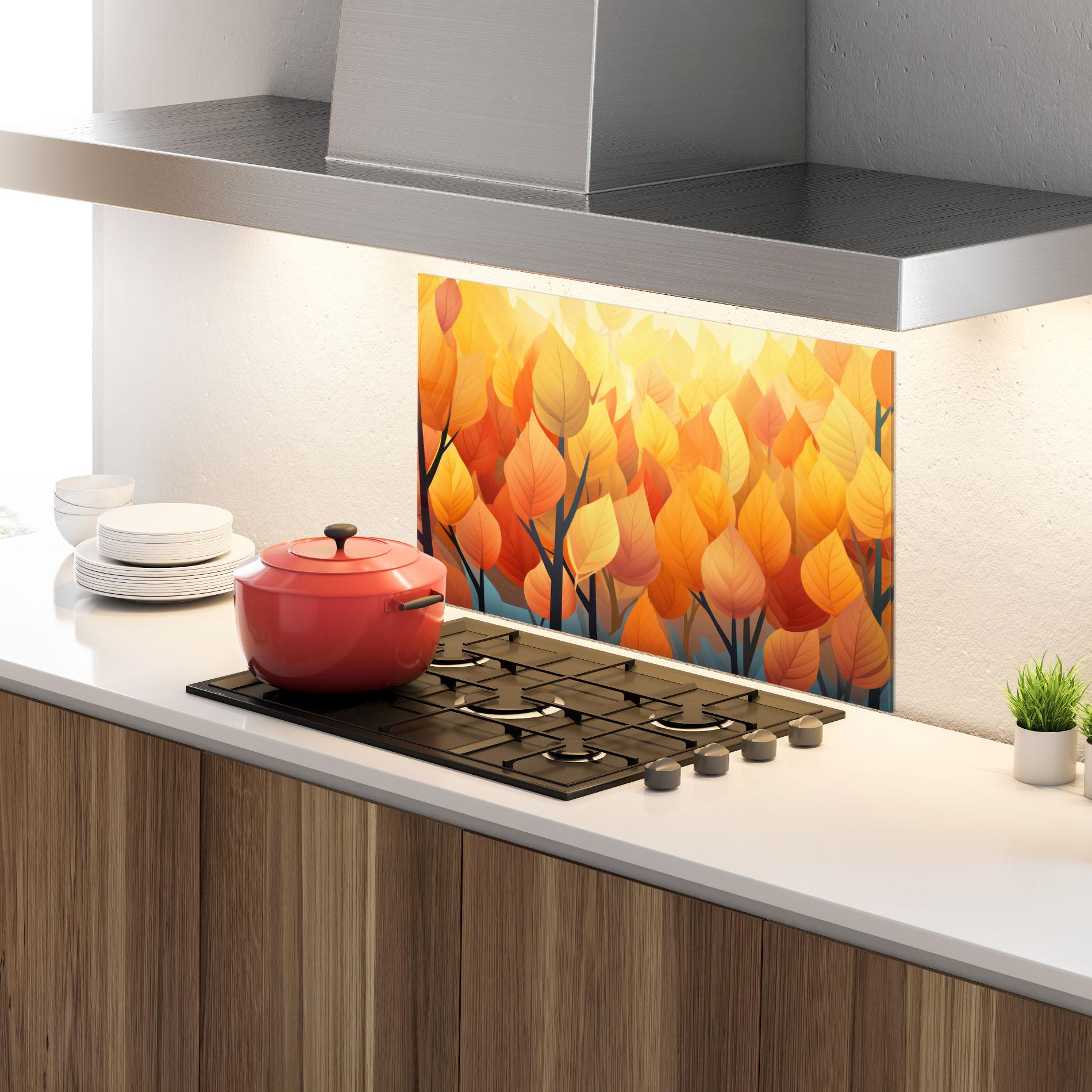 Panou Sticla Bucatarie Autumn Leaves mockup 4