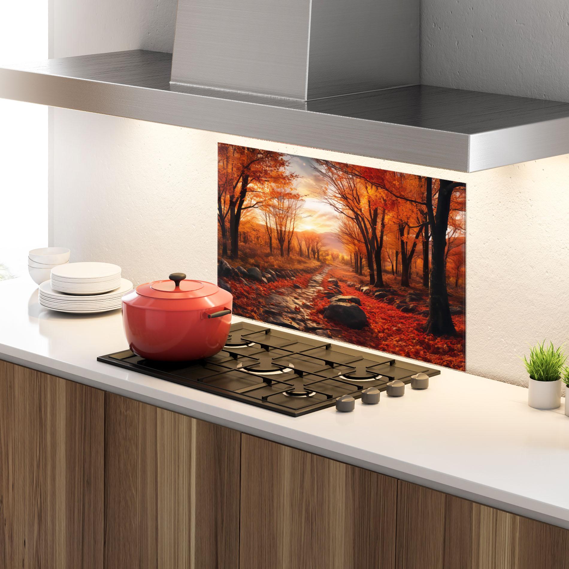 Panou Sticla Bucatarie Autumn Path mockup 4