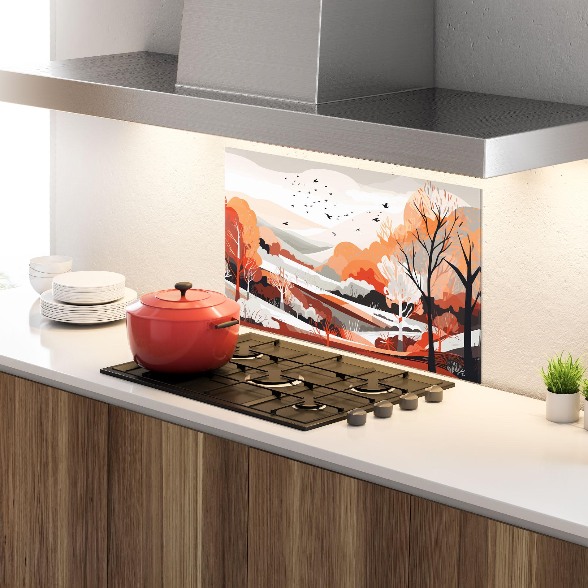 Panou Sticla Bucatarie Grey Orange Autumn mockup 4