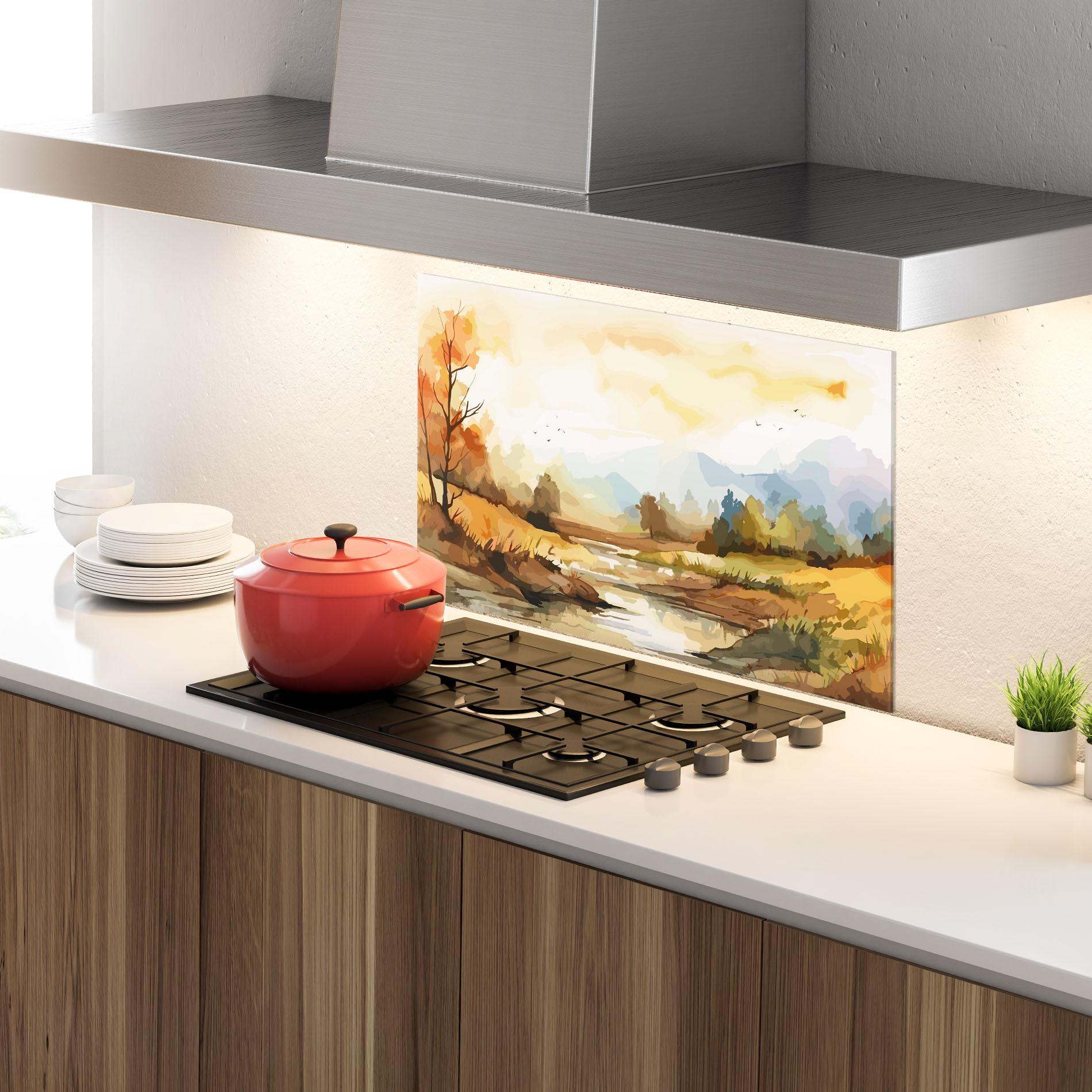 Panou Sticla Bucatarie Orange Yellow Autumn mockup 4