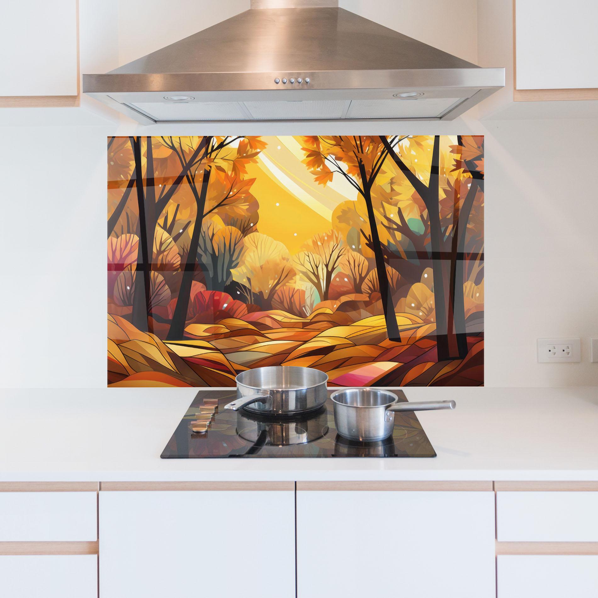 Panou Sticla Bucatarie Autumn Forest Art mockup 5