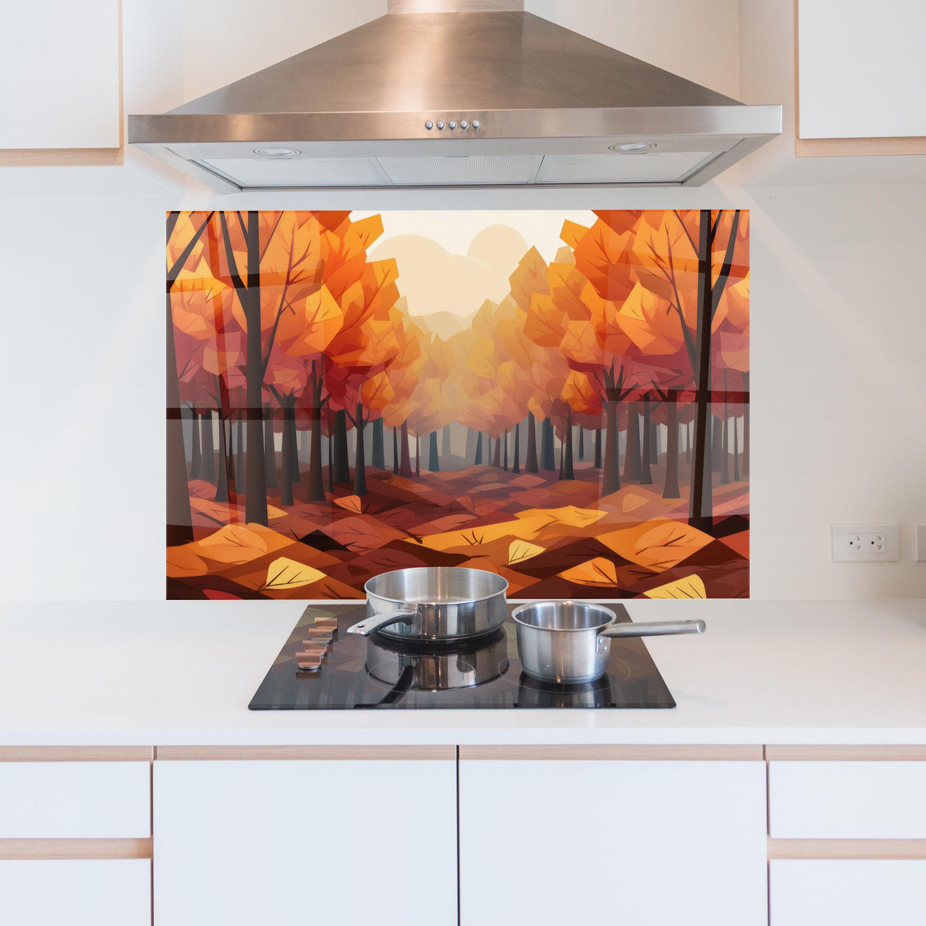 Panou Sticla Bucatarie Autumn Forest View mockup 5