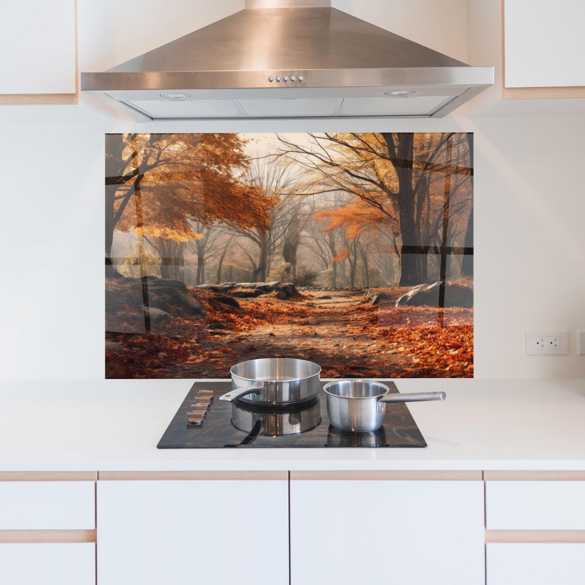 Panou Sticla Bucatarie Autumn Forest mockup 5