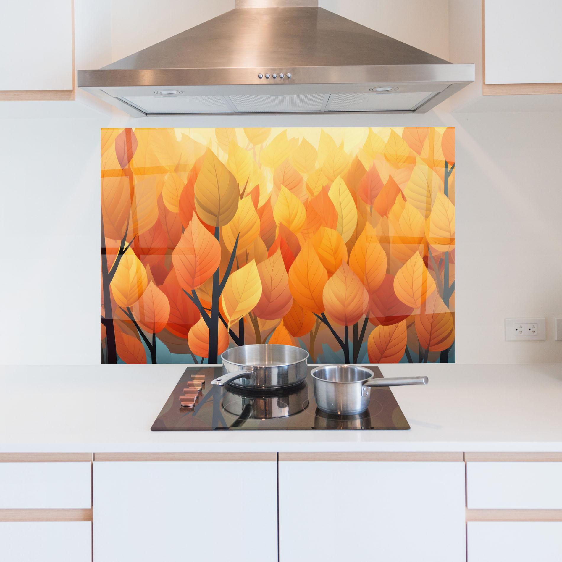 Panou Sticla Bucatarie Autumn Leaves mockup 5