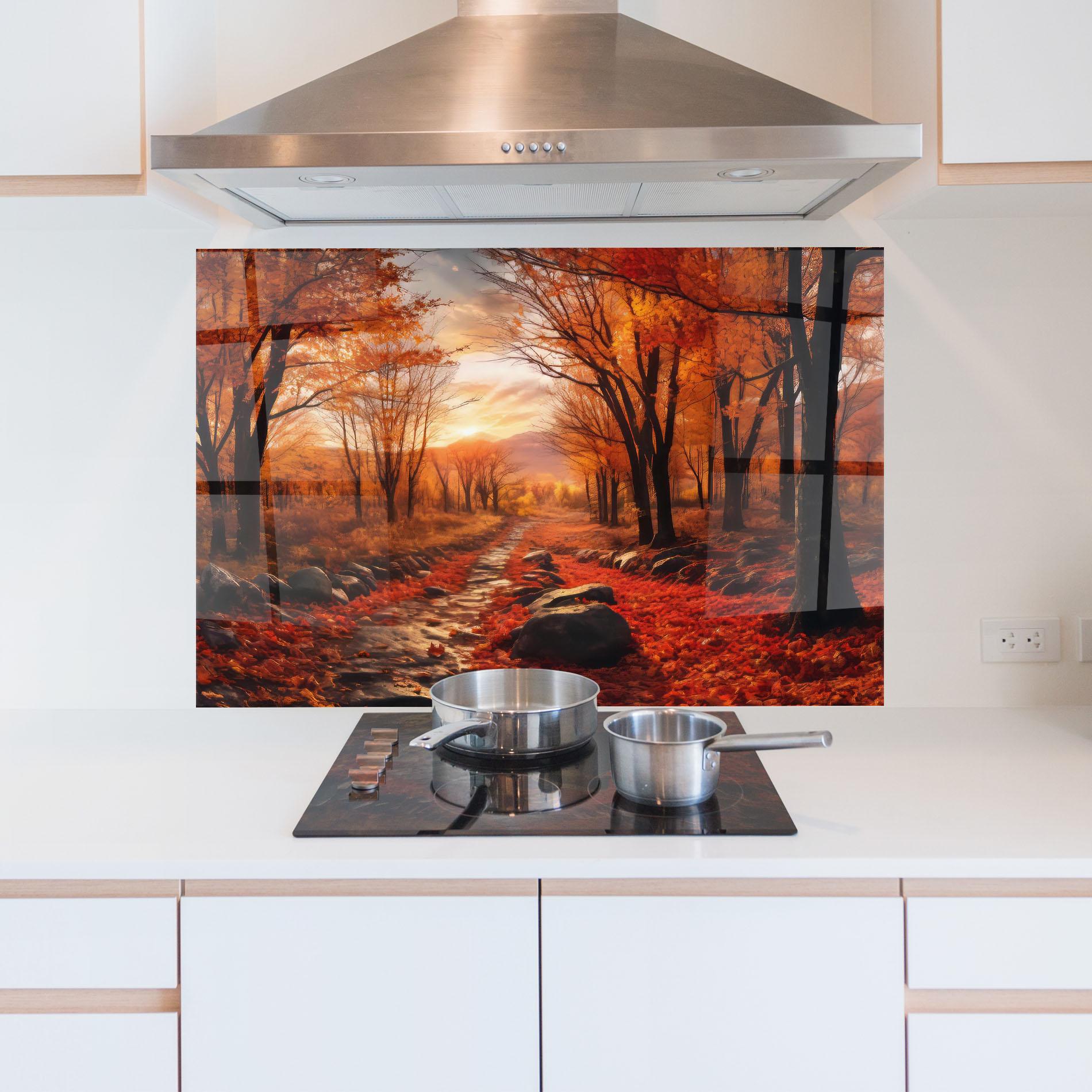 Panou Sticla Bucatarie Autumn Path mockup 5