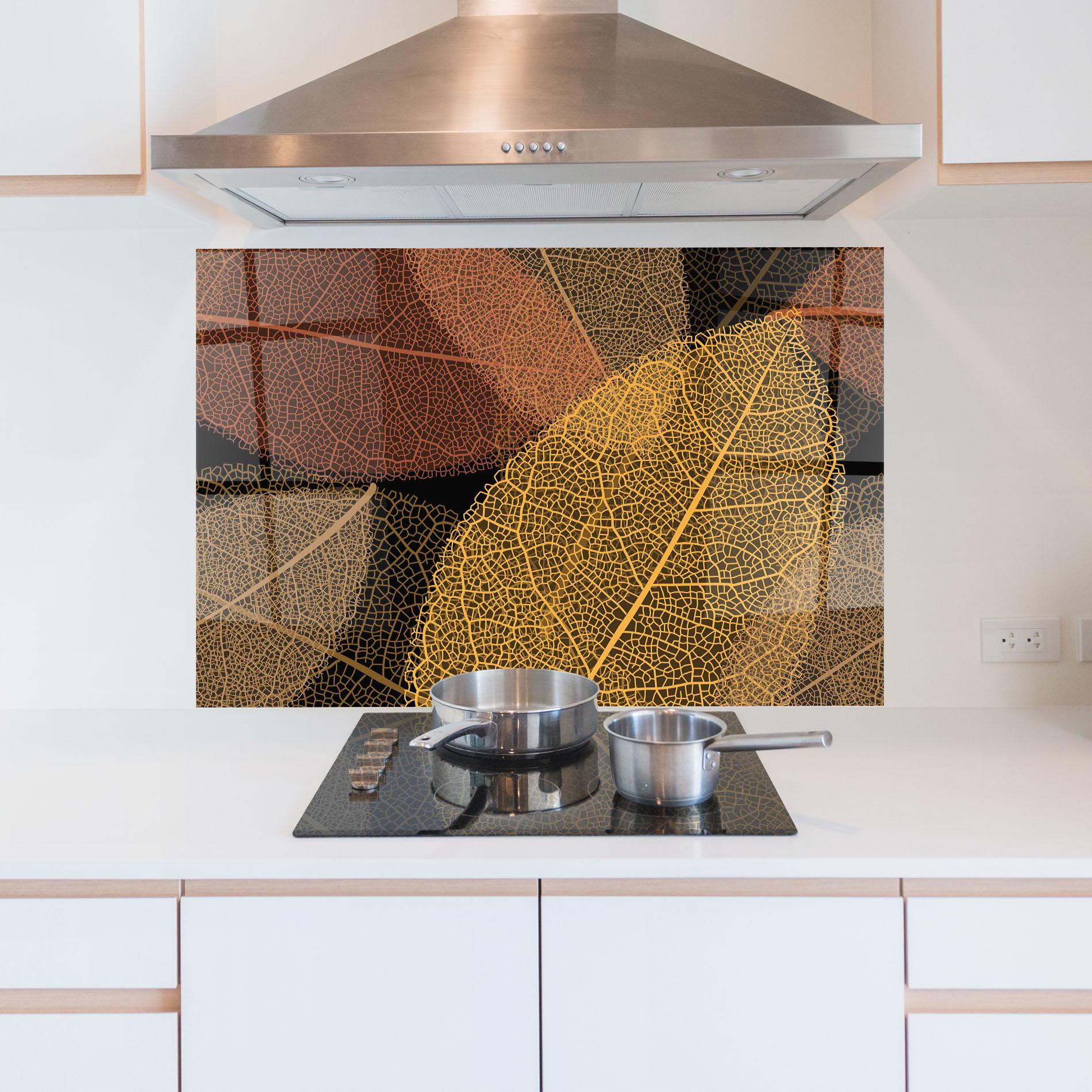 Panou Sticla Bucatarie Leaves Pattern mockup 5