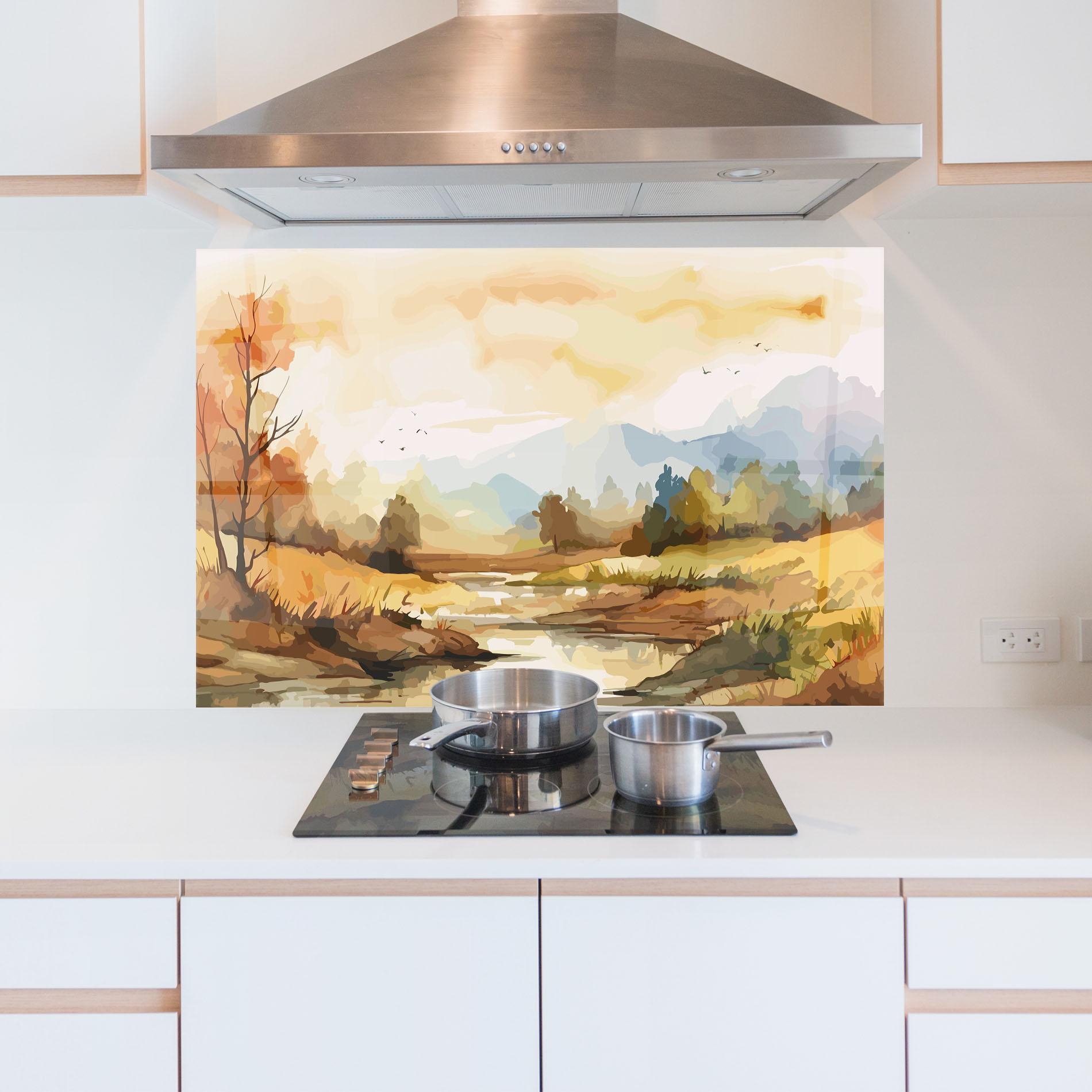 Panou Sticla Bucatarie Orange Yellow Autumn mockup 5