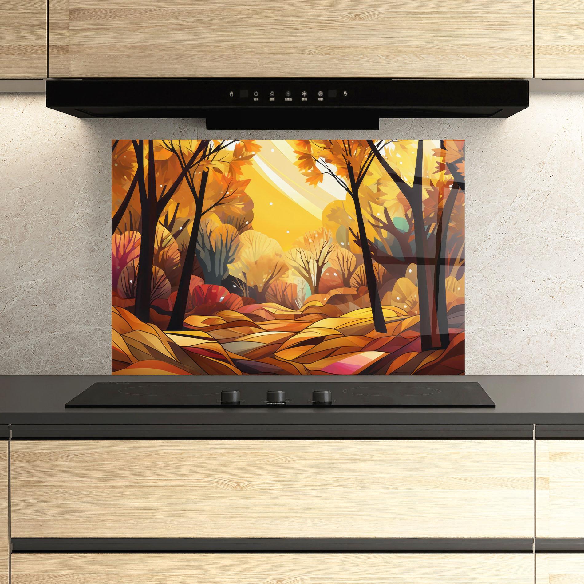 Panou Sticla Bucatarie Autumn Forest Art mockup 3