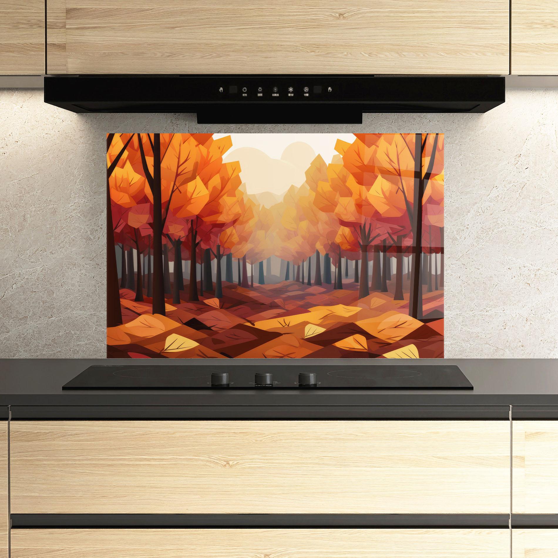 Panou Sticla Bucatarie Autumn Forest View mockup 3