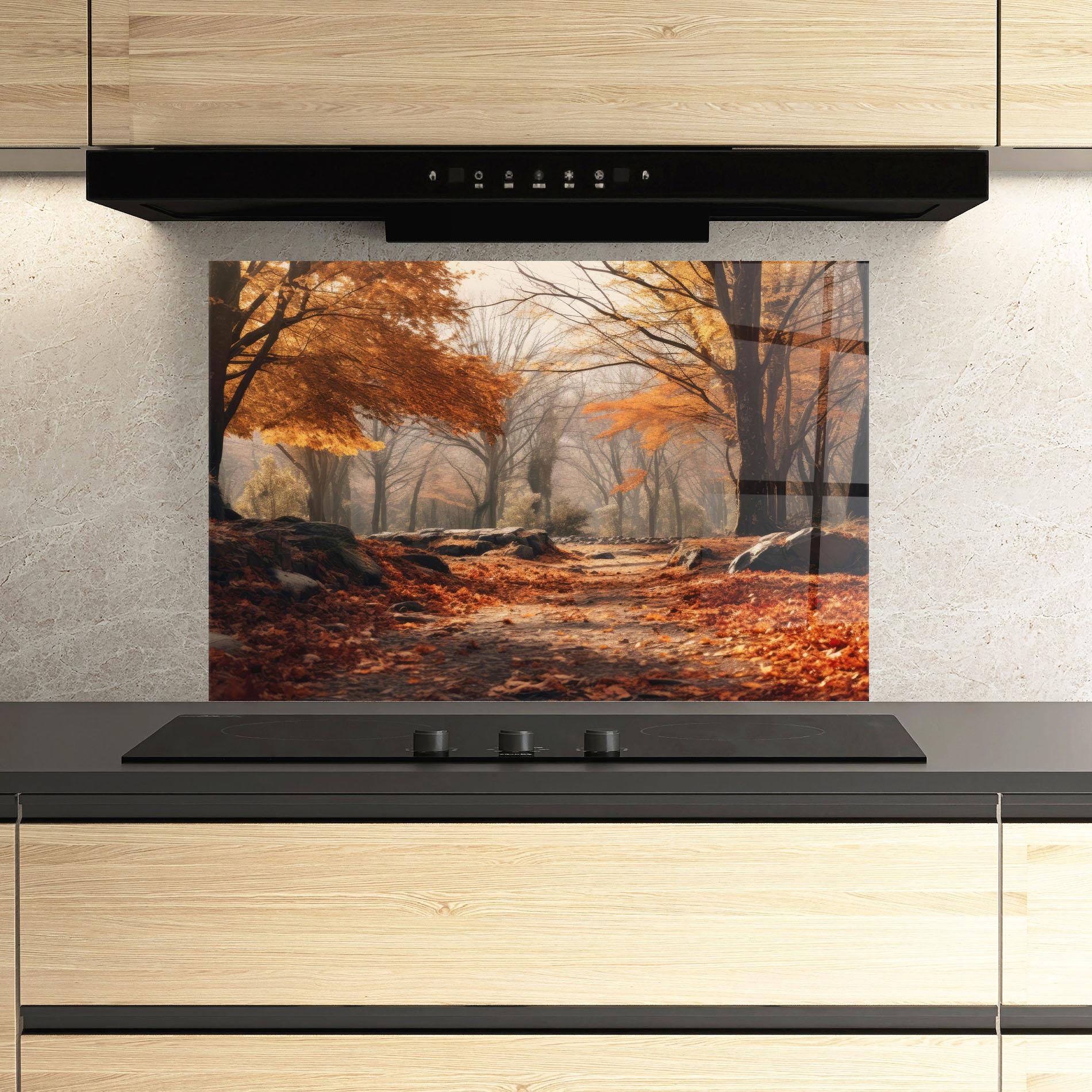 Panou Sticla Bucatarie Autumn Forest mockup 3