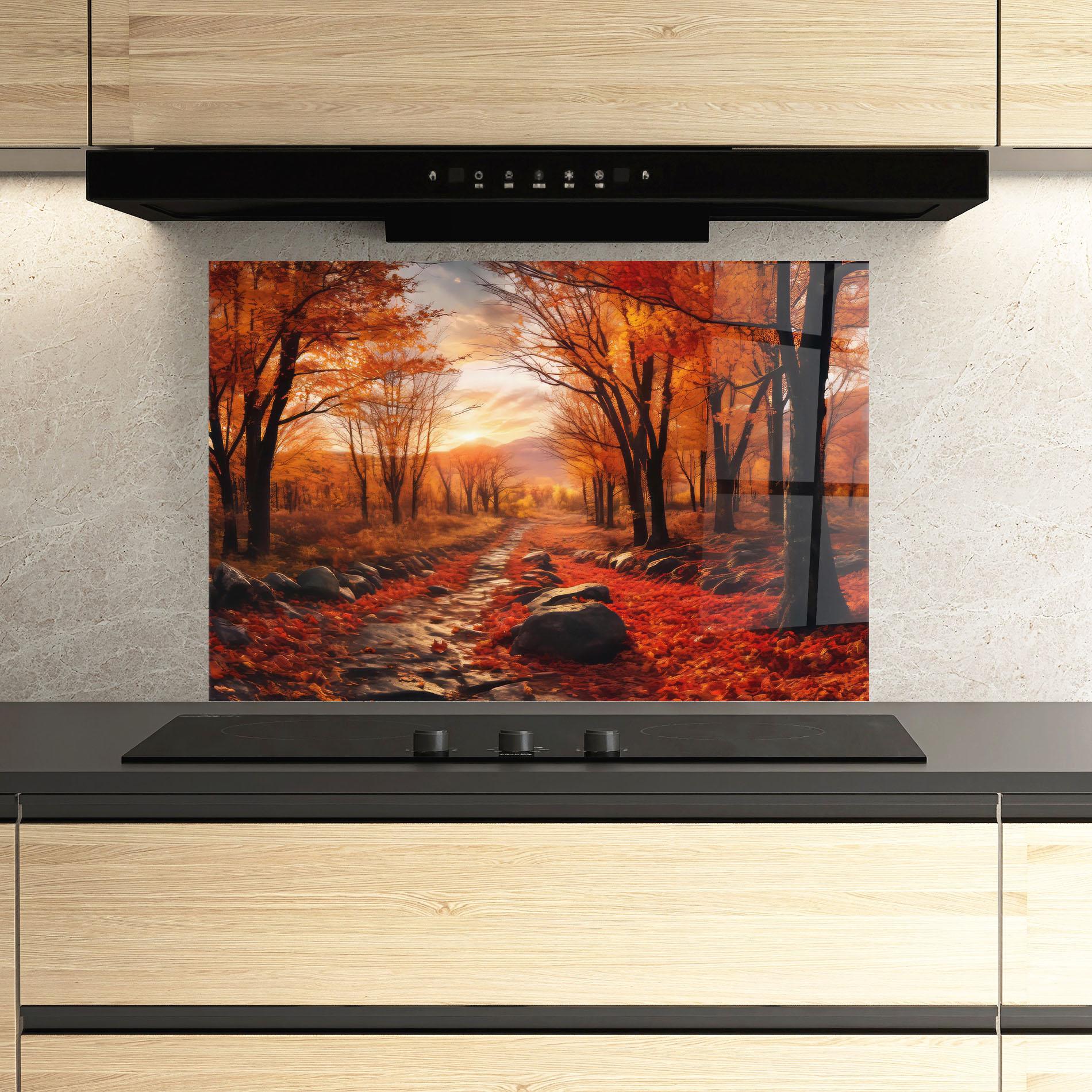 Panou Sticla Bucatarie Autumn Path mockup 3