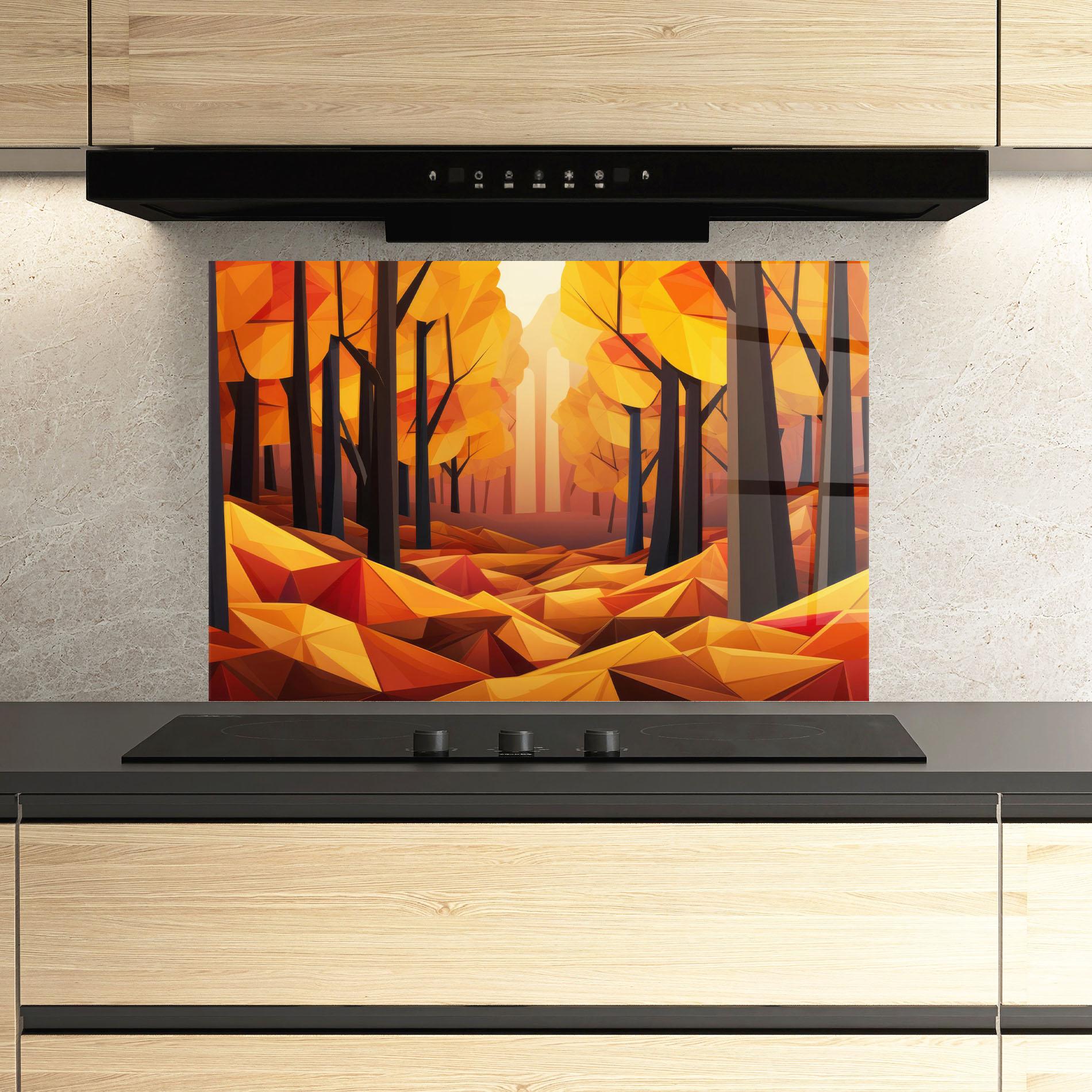 Panou Sticla Bucatarie Autumn Shapes mockup 3