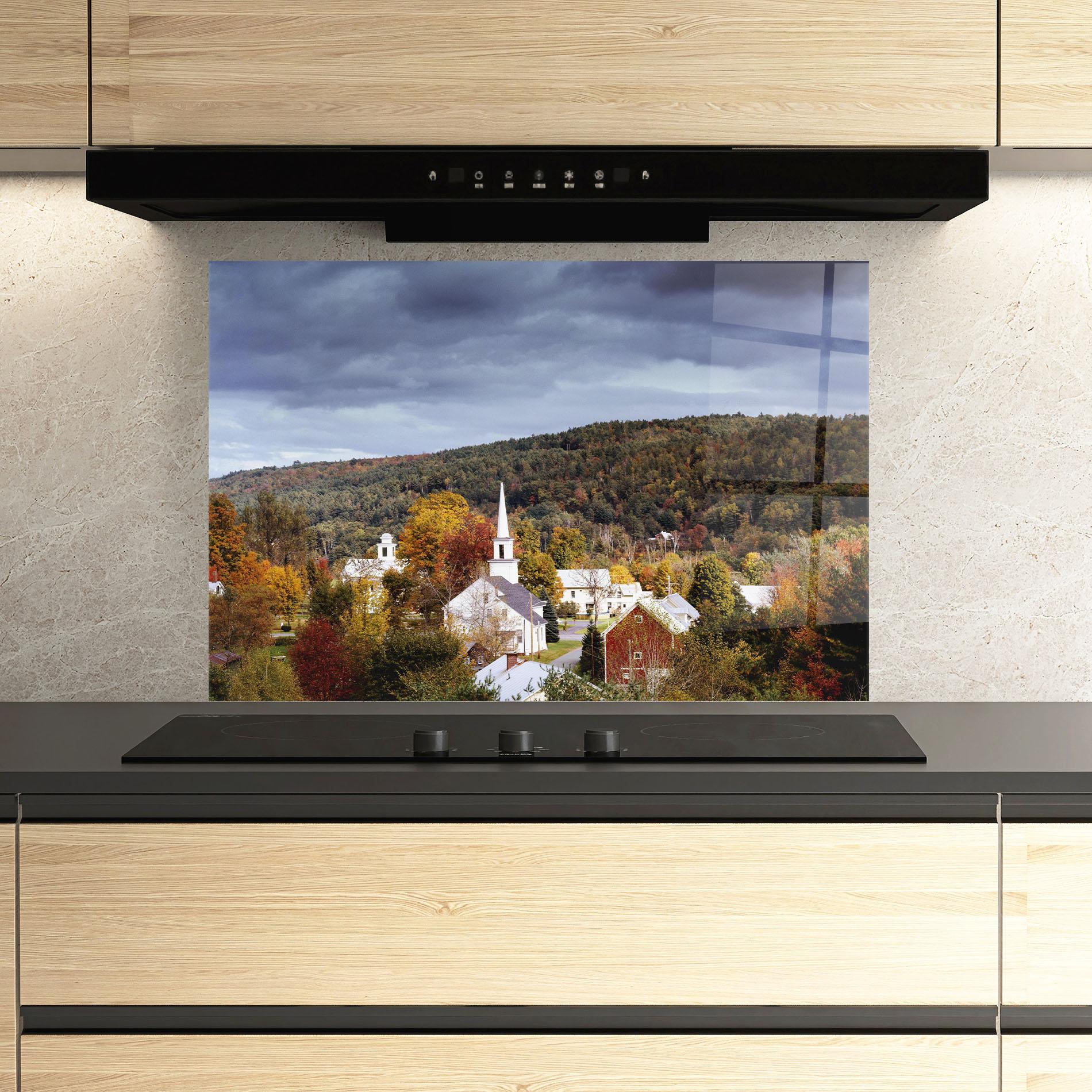 Panou Sticla Bucatarie Autumn Trees mockup 3