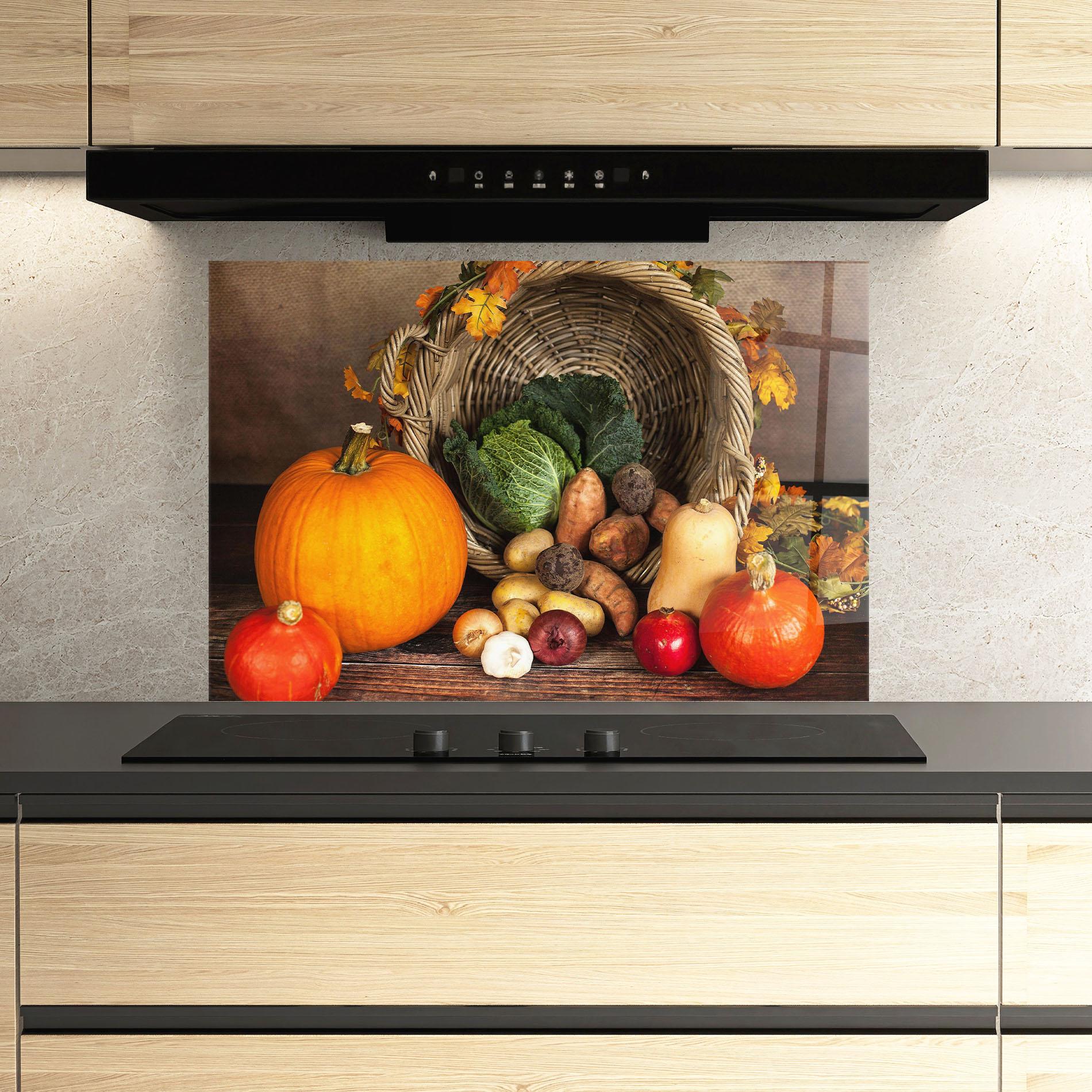 Panou Sticla Bucatarie Autumn Vegetables mockup 3