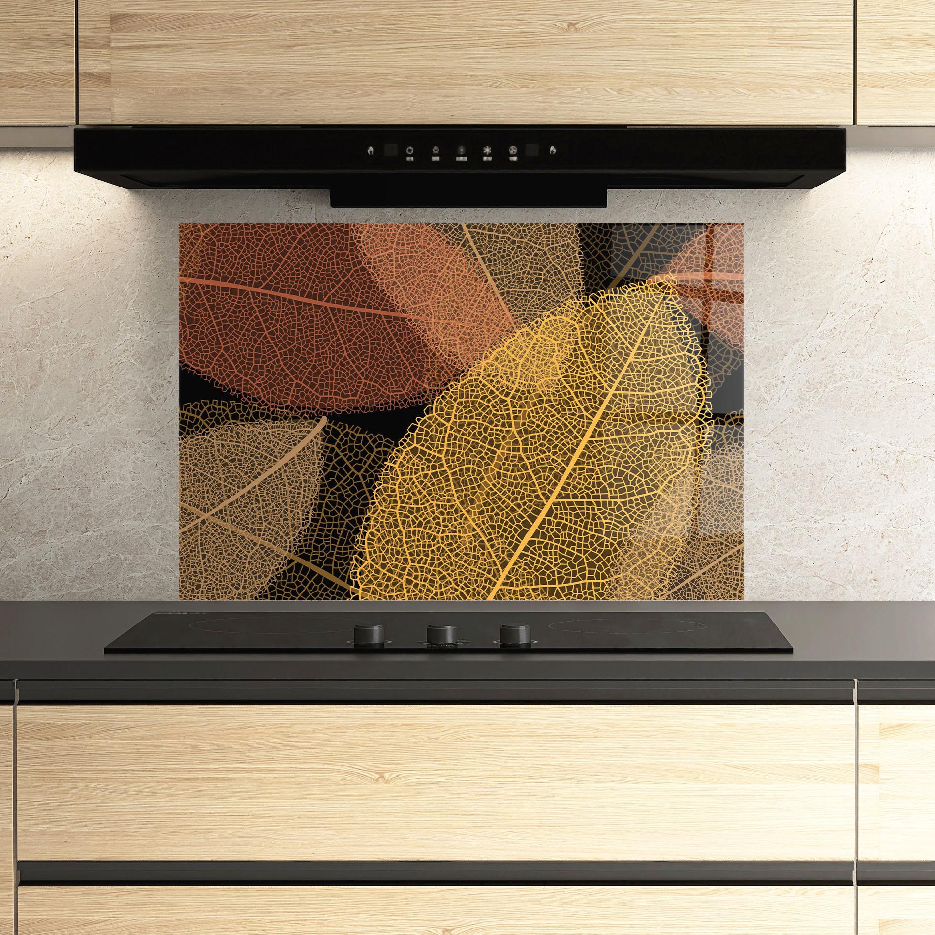 Panou Sticla Bucatarie Leaves Pattern mockup 3