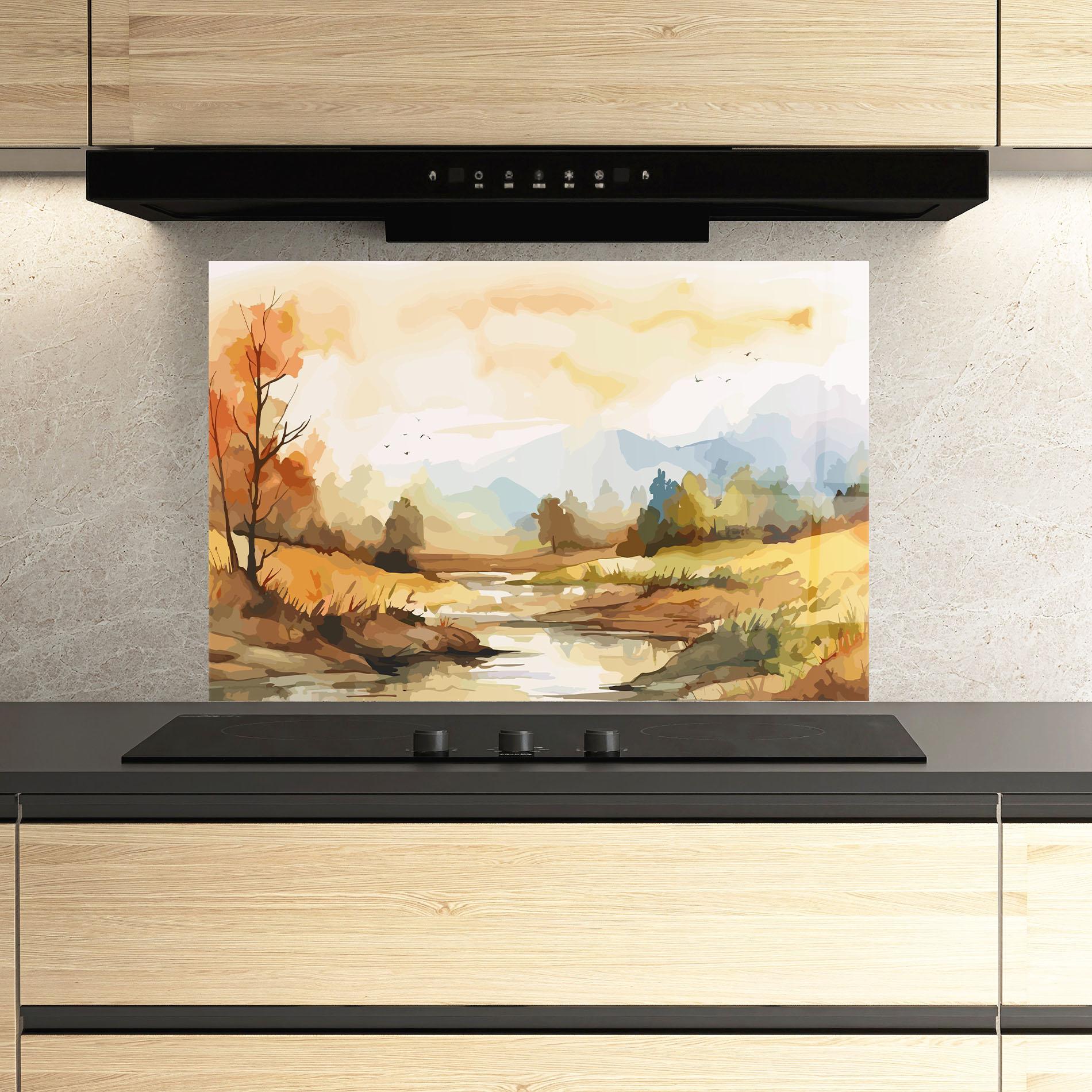 Panou Sticla Bucatarie Orange Yellow Autumn mockup 3