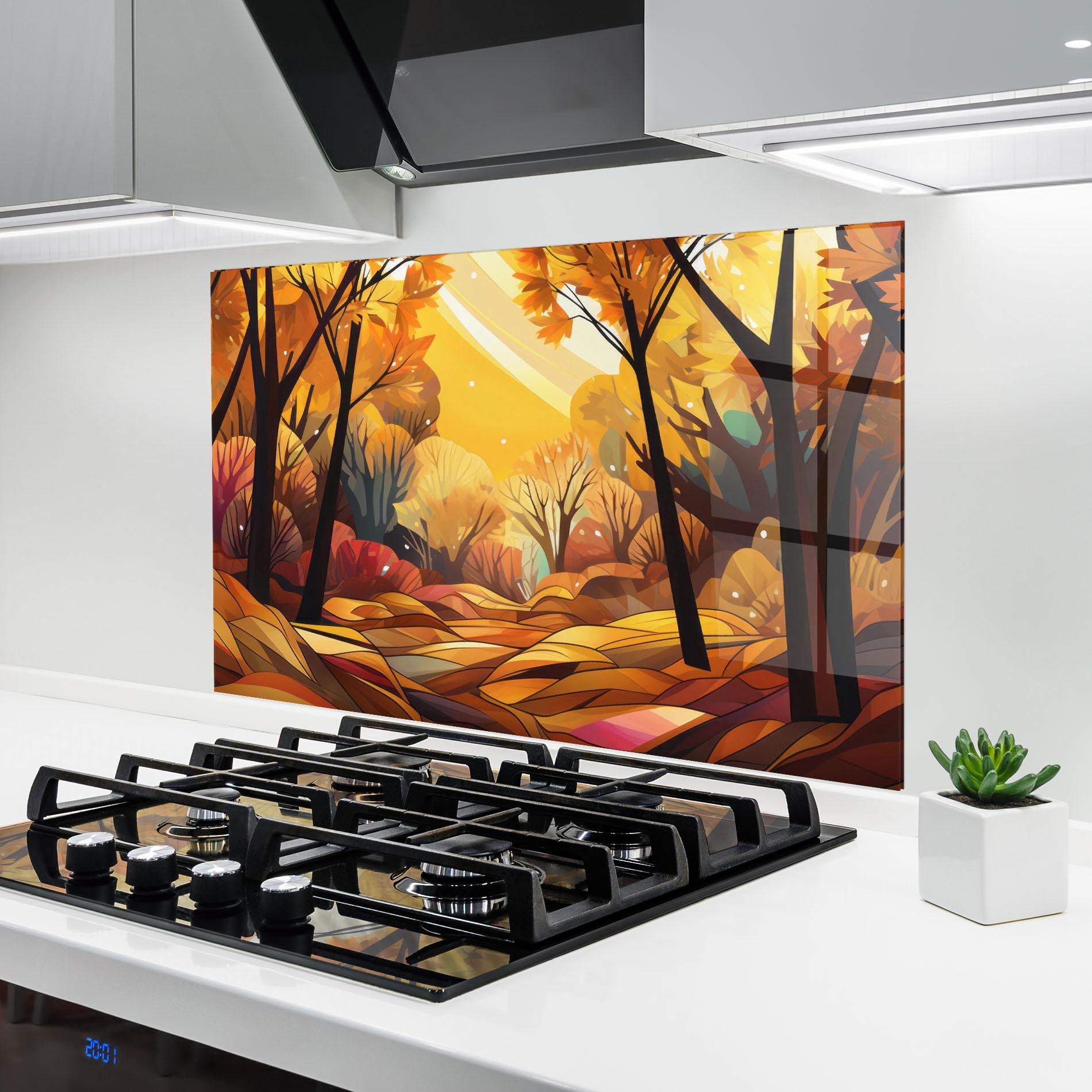 Panou Sticla Bucatarie Autumn Forest Art mockup 6