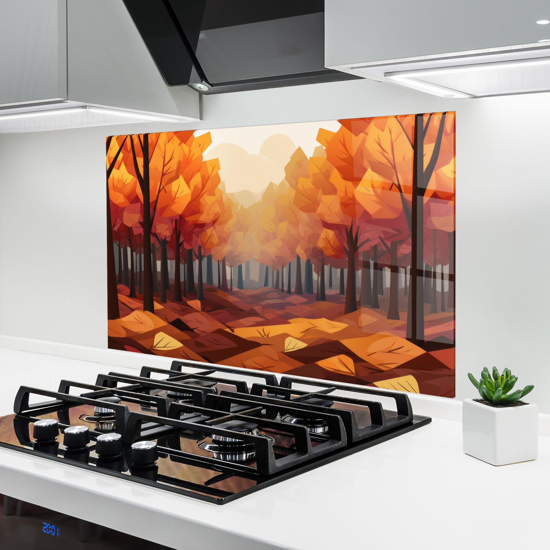 Panou Sticla Bucatarie Autumn Forest View mockup 6