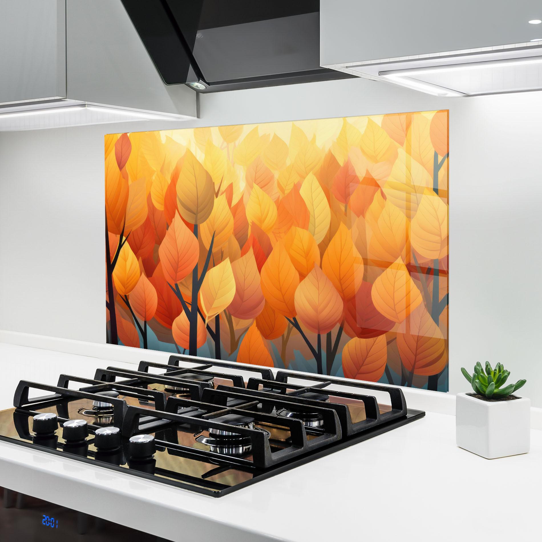Panou Sticla Bucatarie Autumn Leaves mockup 6