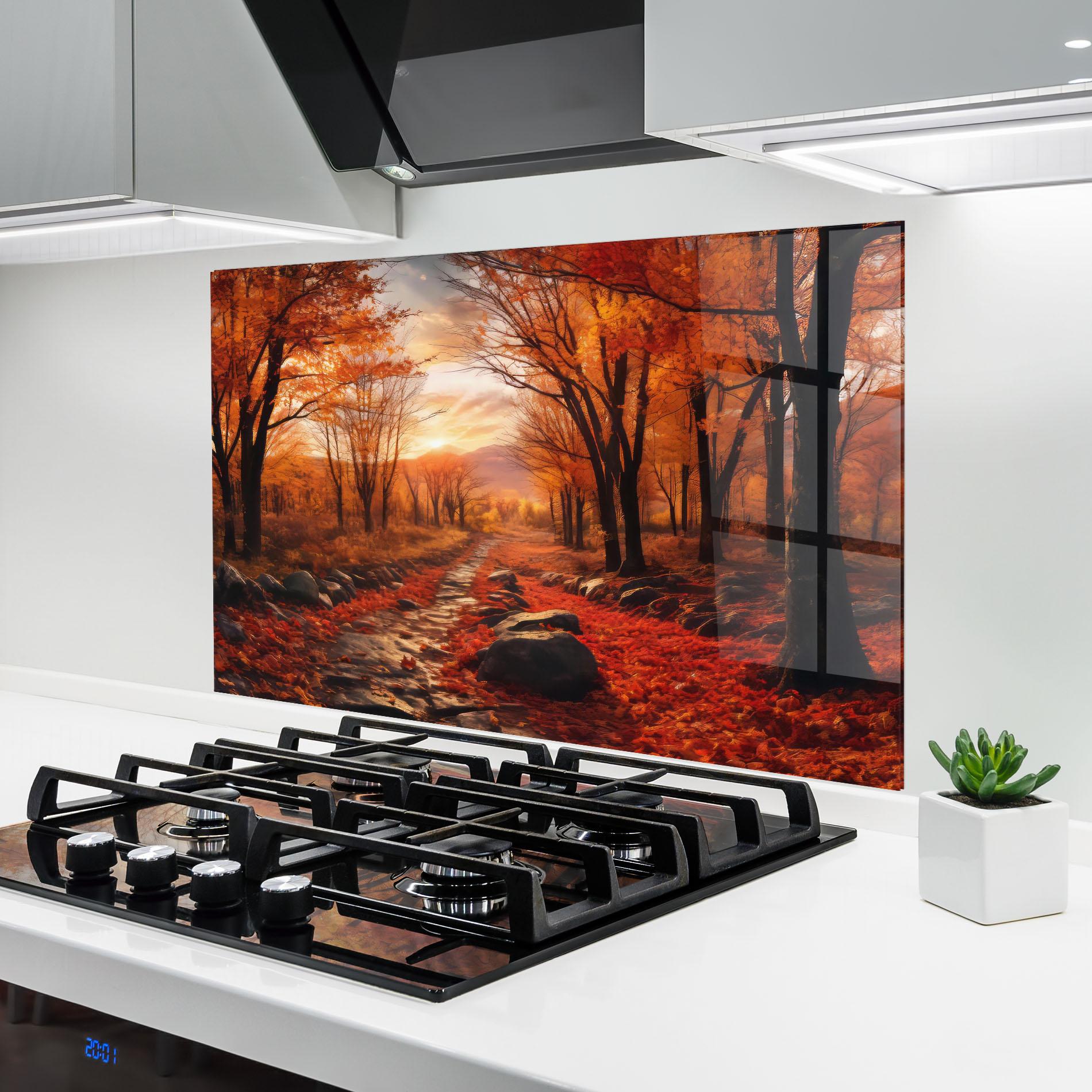 Panou Sticla Bucatarie Autumn Path mockup 6