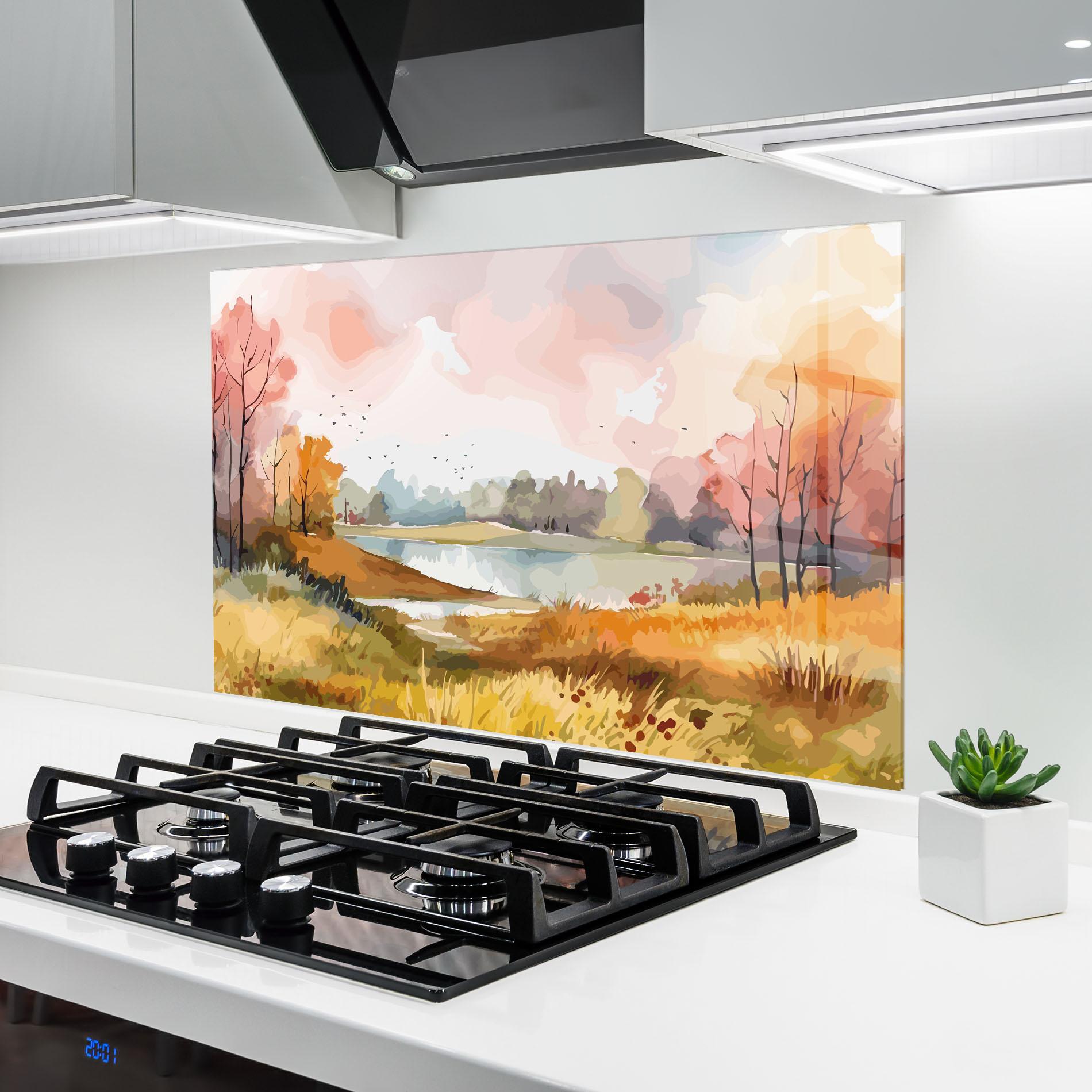 Panou Sticla Bucatarie Autumn Watercolor mockup 6