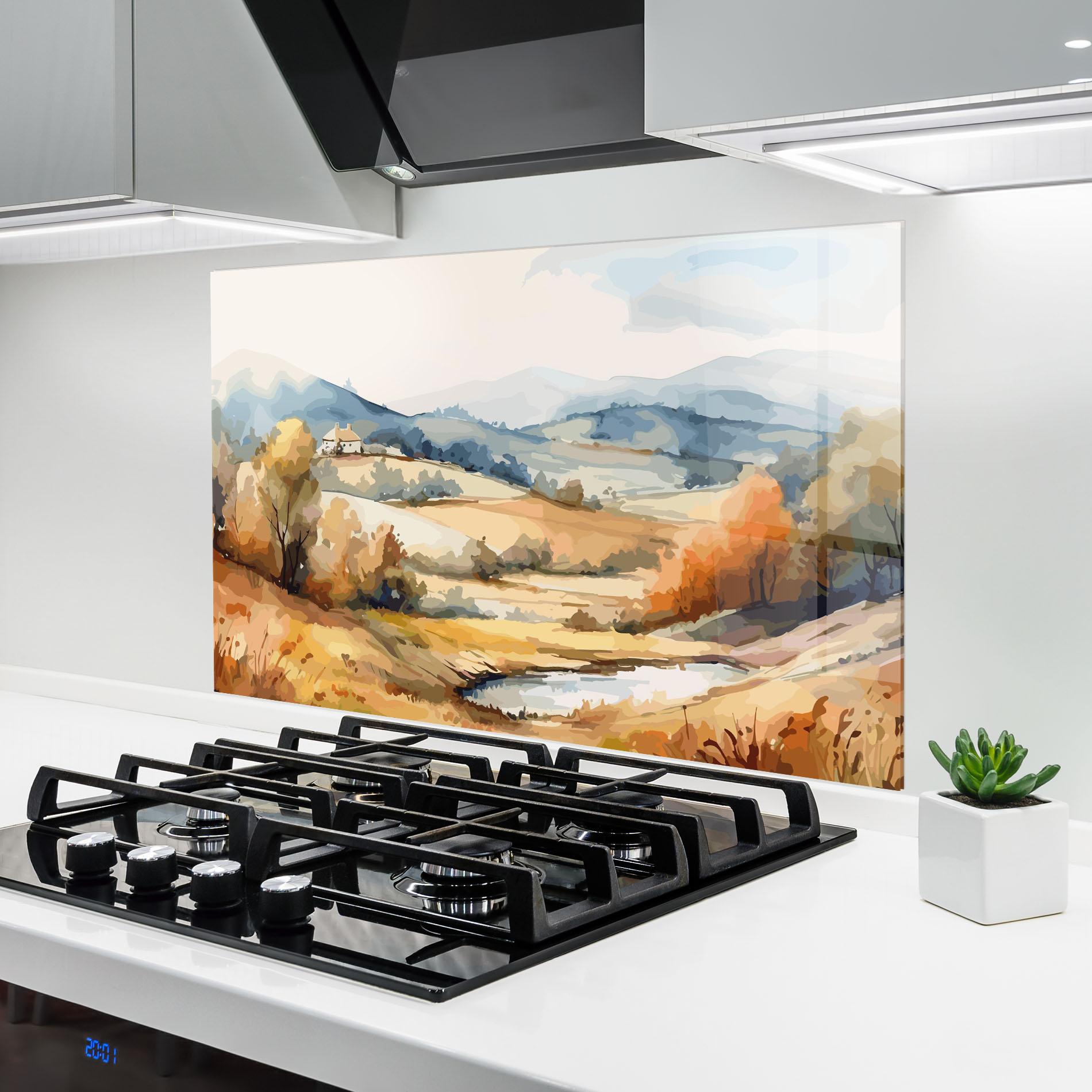 Panou Sticla Bucatarie Blue Orange Autumn mockup 6