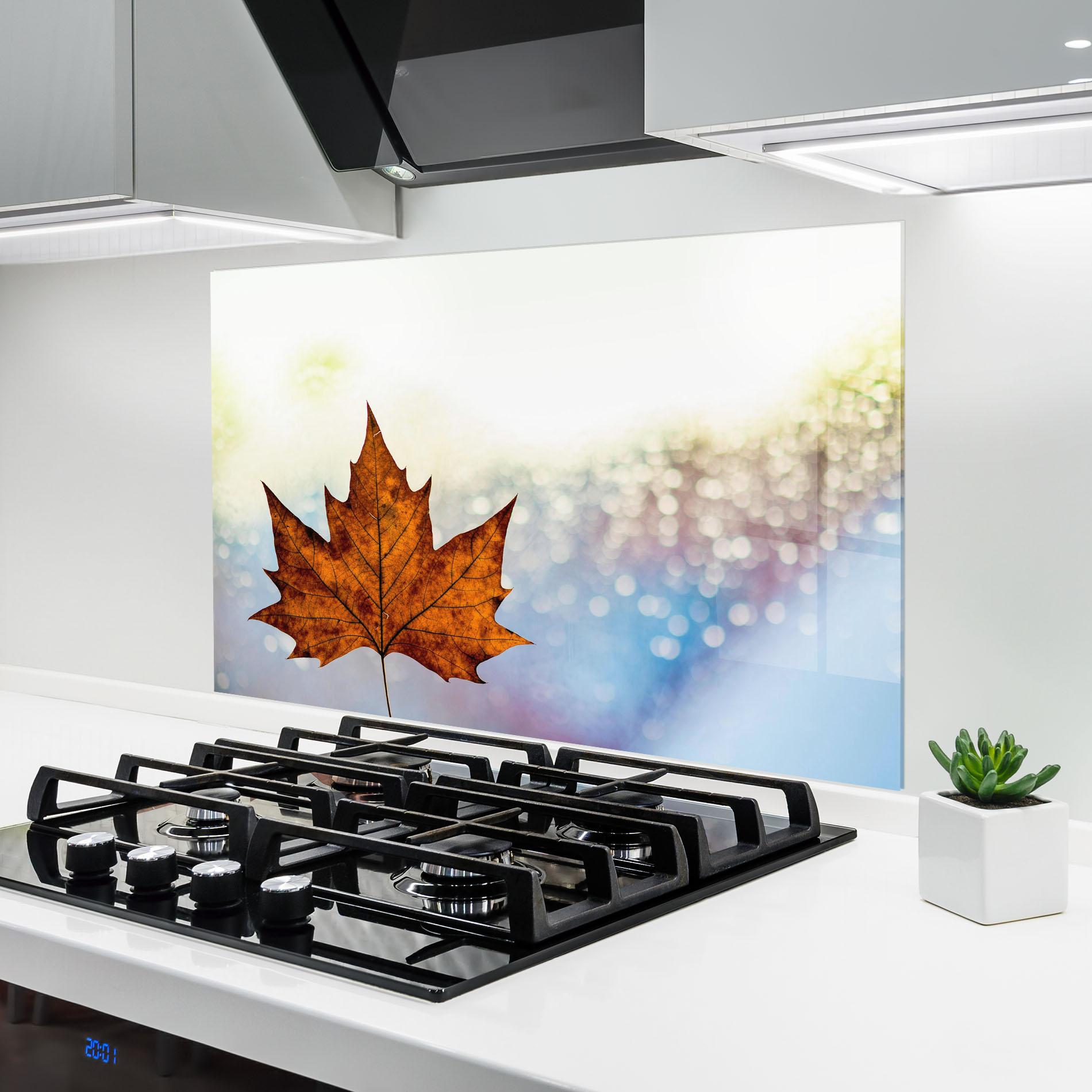 Panou Sticla Bucatarie Brown Orange Leaf mockup 6