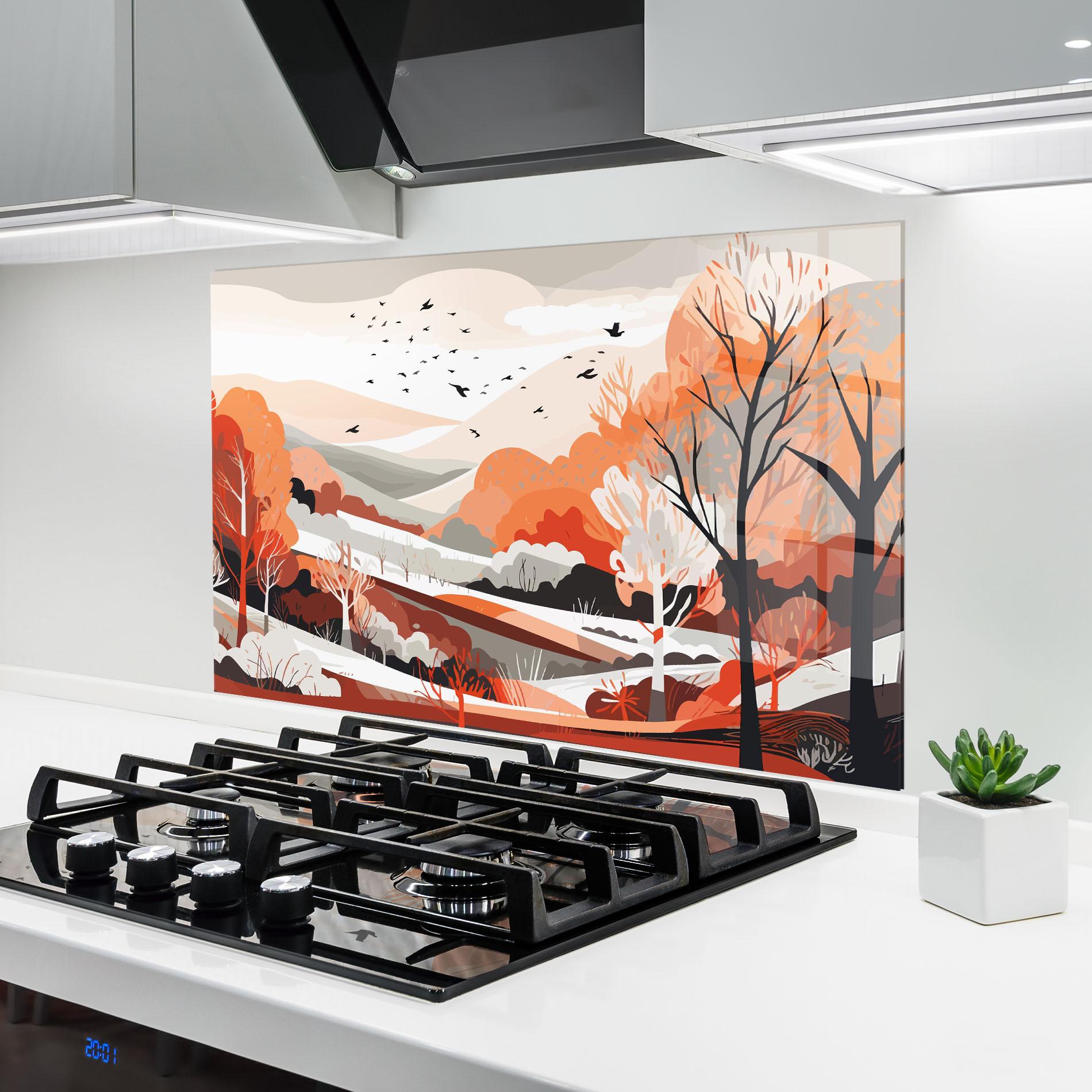 Panou Sticla Bucatarie Grey Orange Autumn mockup 6