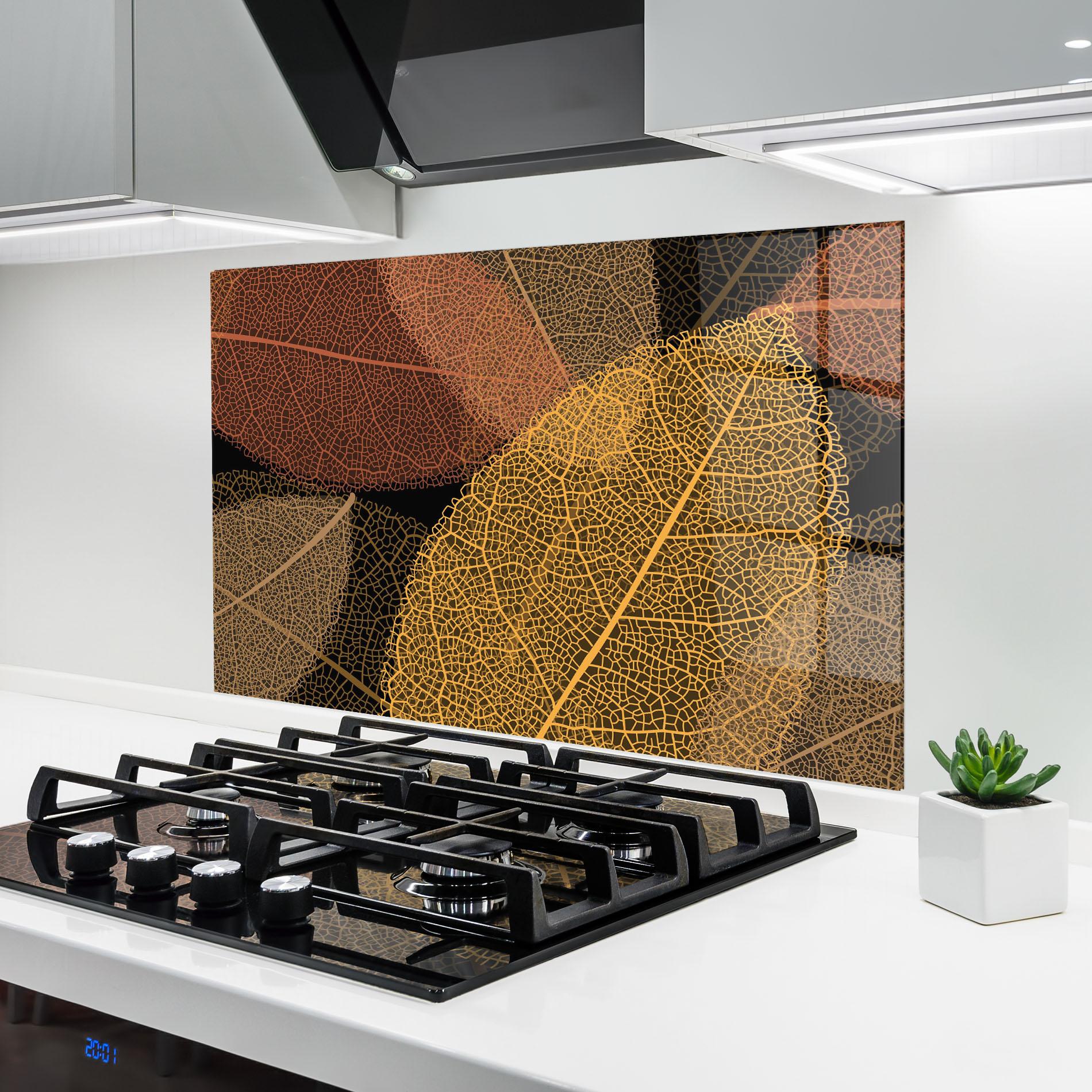 Panou Sticla Bucatarie Leaves Pattern mockup 6
