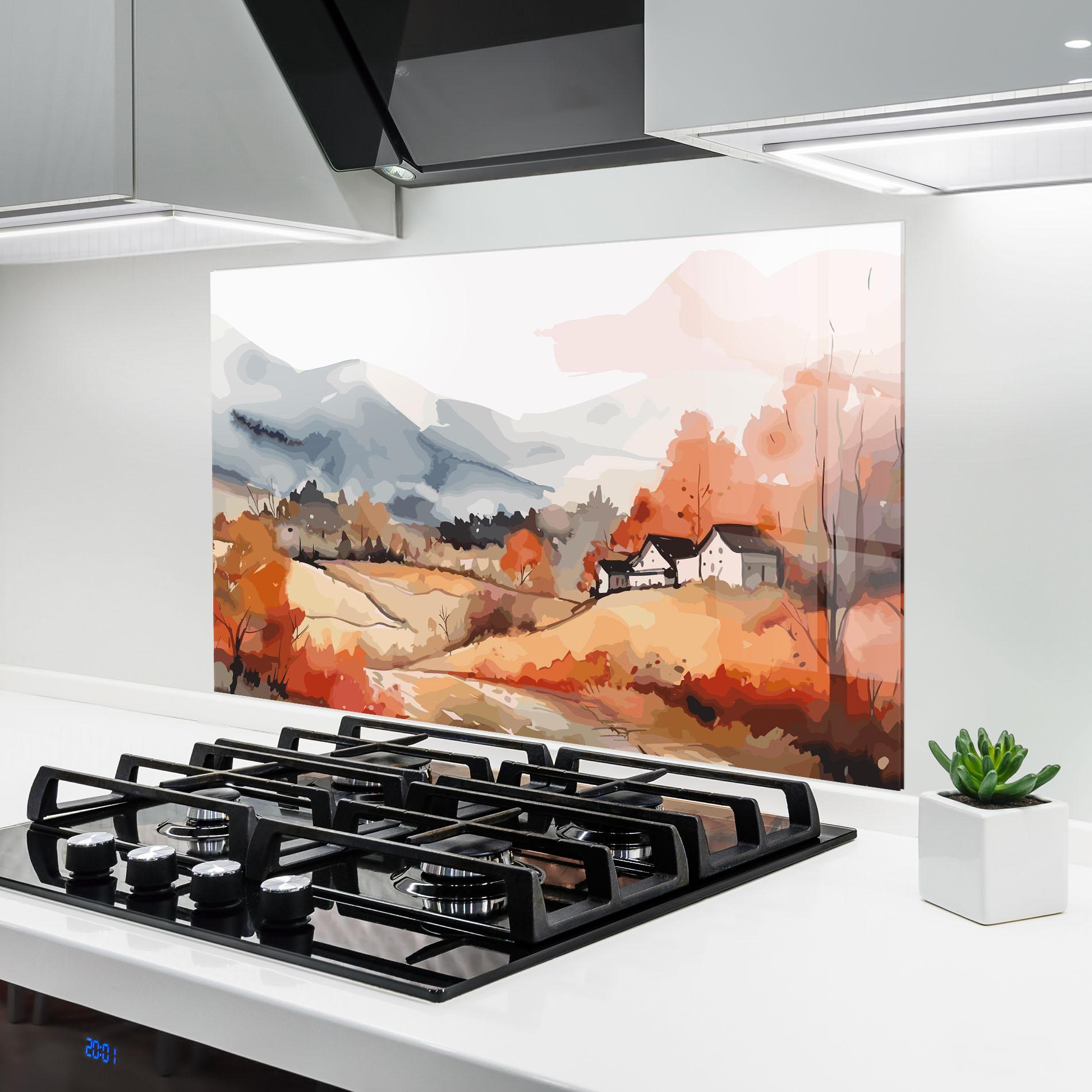 Panou Sticla Bucatarie Orange Grey Autumn mockup 6