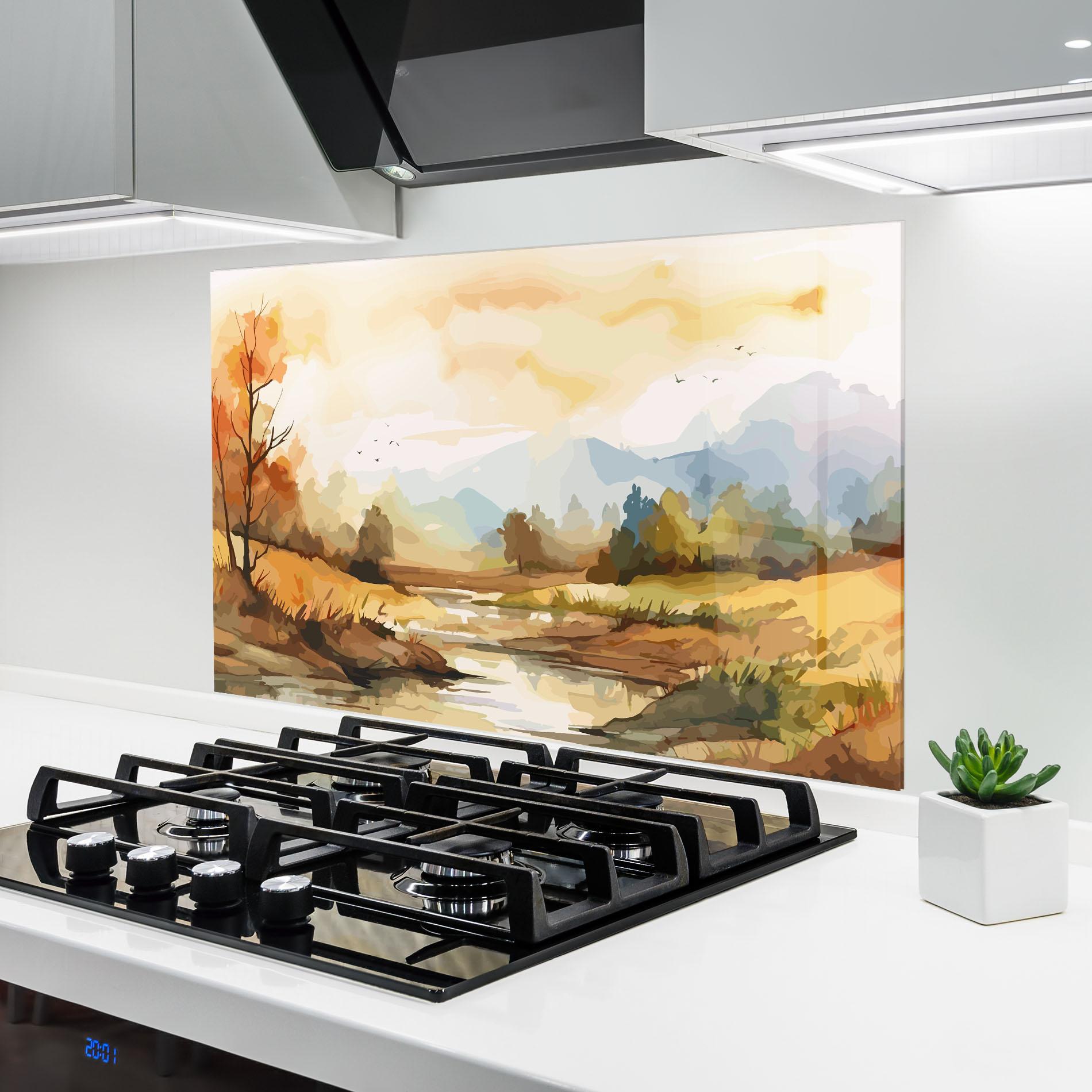 Panou Sticla Bucatarie Orange Yellow Autumn mockup 6