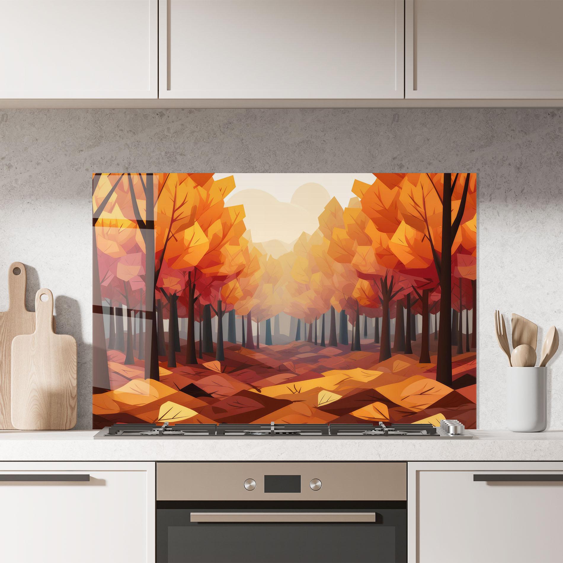 Panou Sticla Bucatarie Autumn Forest View mockup 7