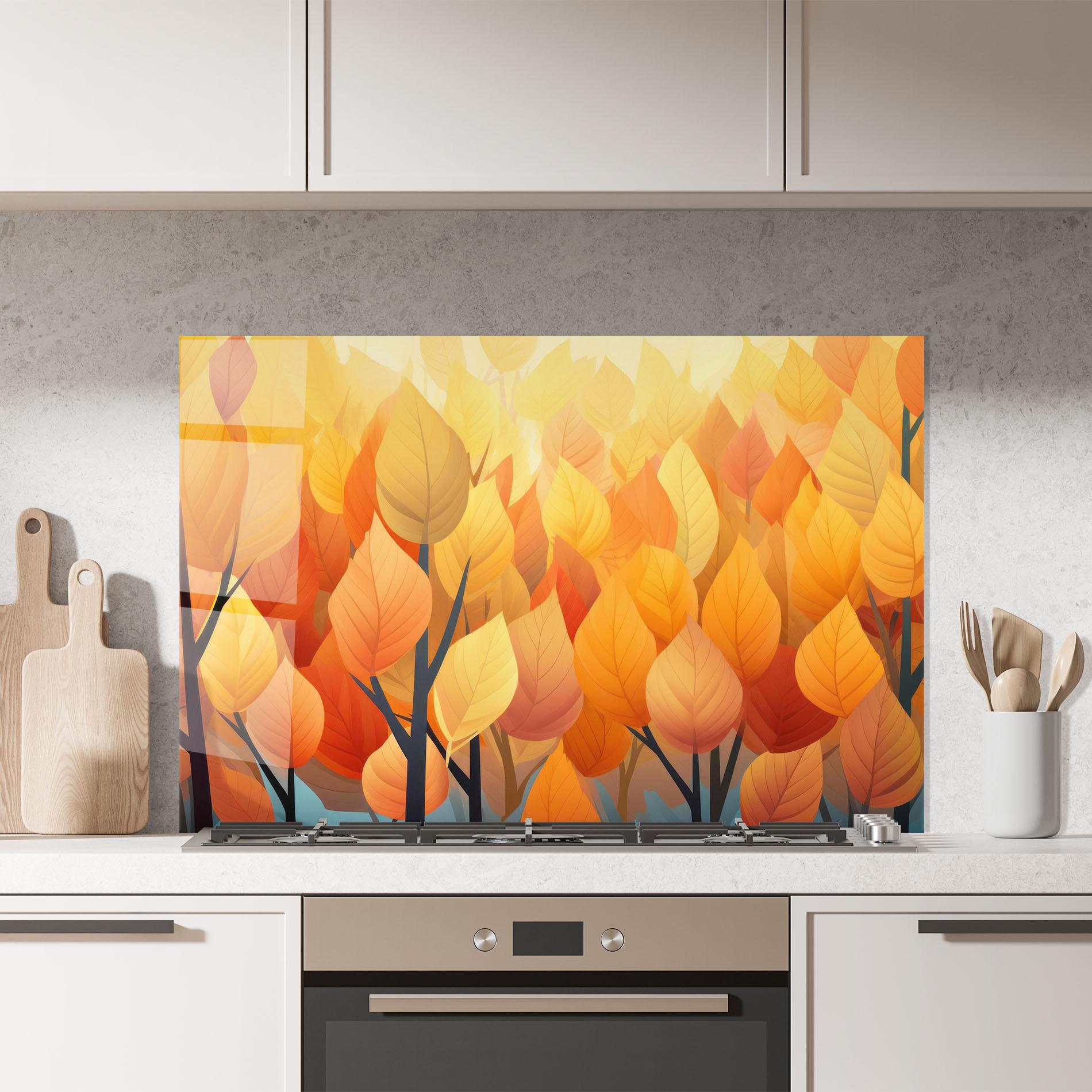 Panou Sticla Bucatarie Autumn Leaves mockup 7