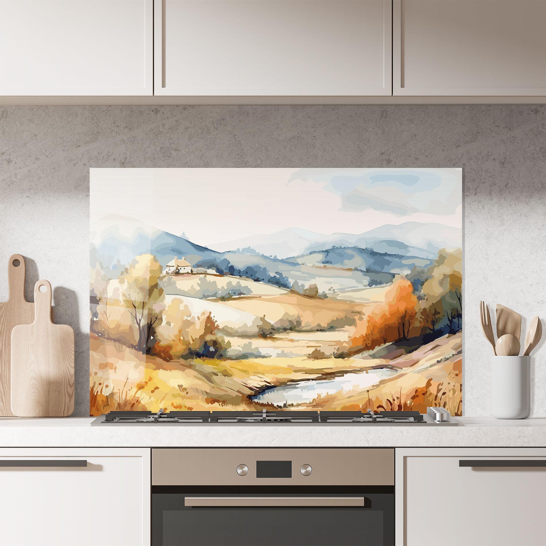 Panou Sticla Bucatarie Blue Orange Autumn mockup 7