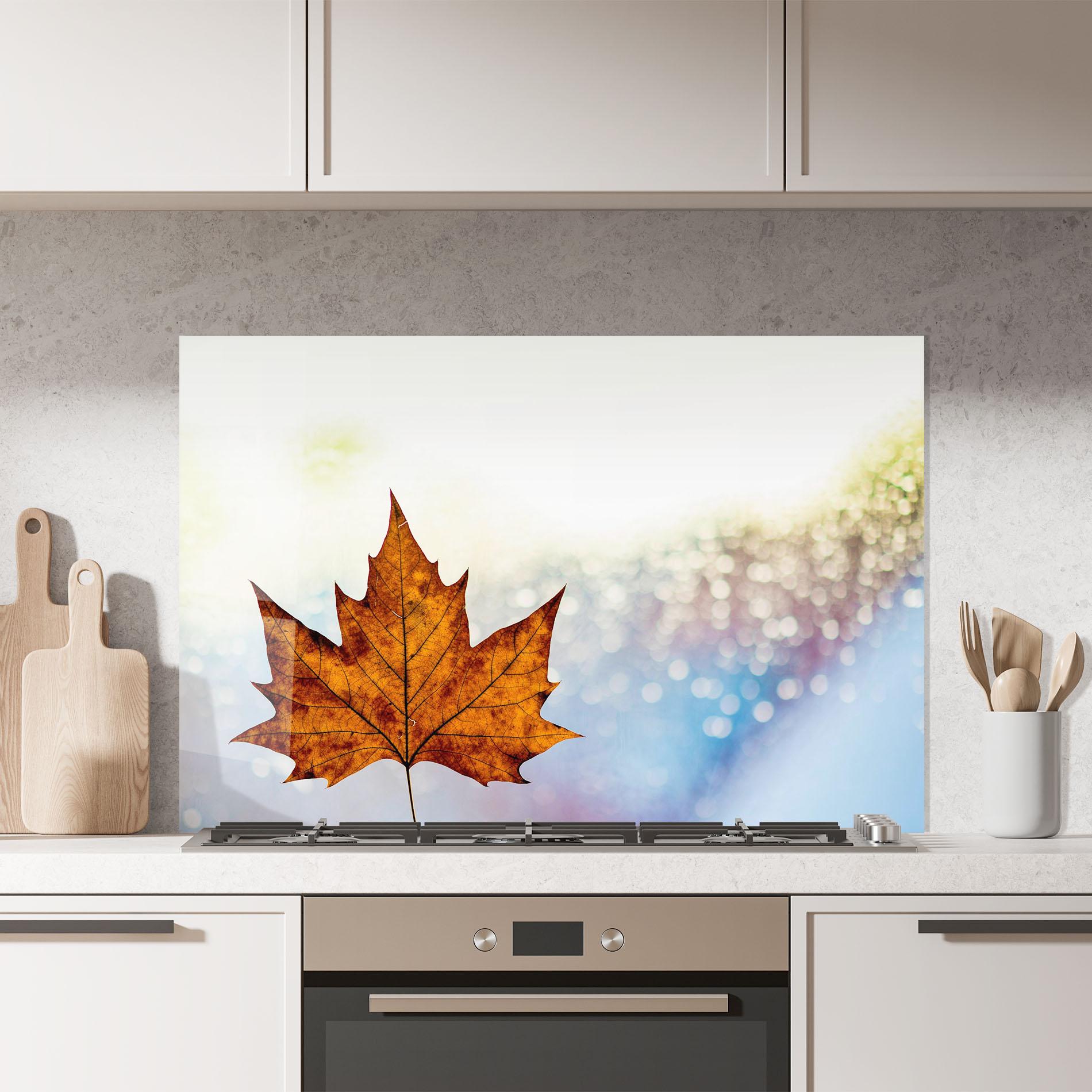 Panou Sticla Bucatarie Brown Orange Leaf mockup 7