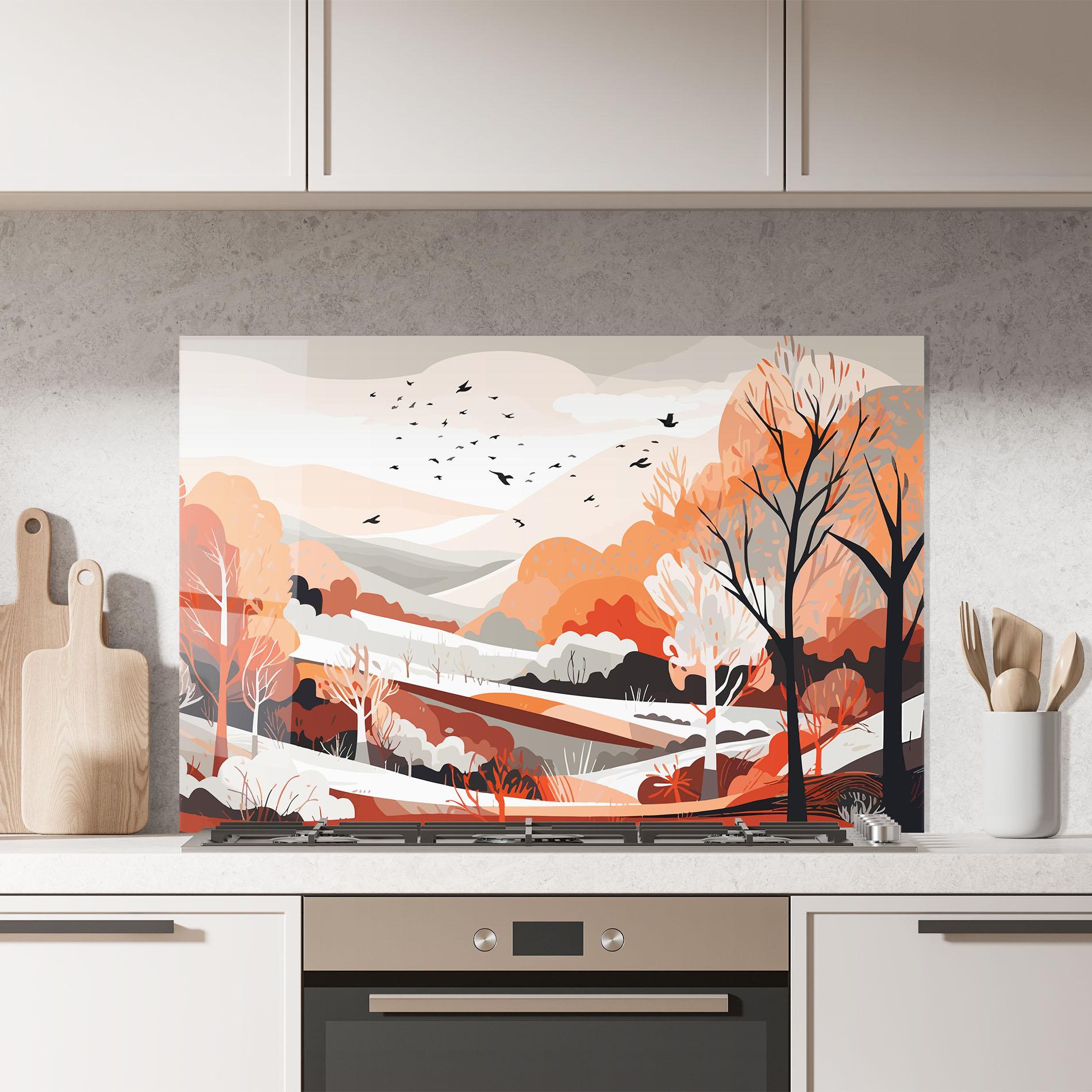 Panou Sticla Bucatarie Grey Orange Autumn mockup 7