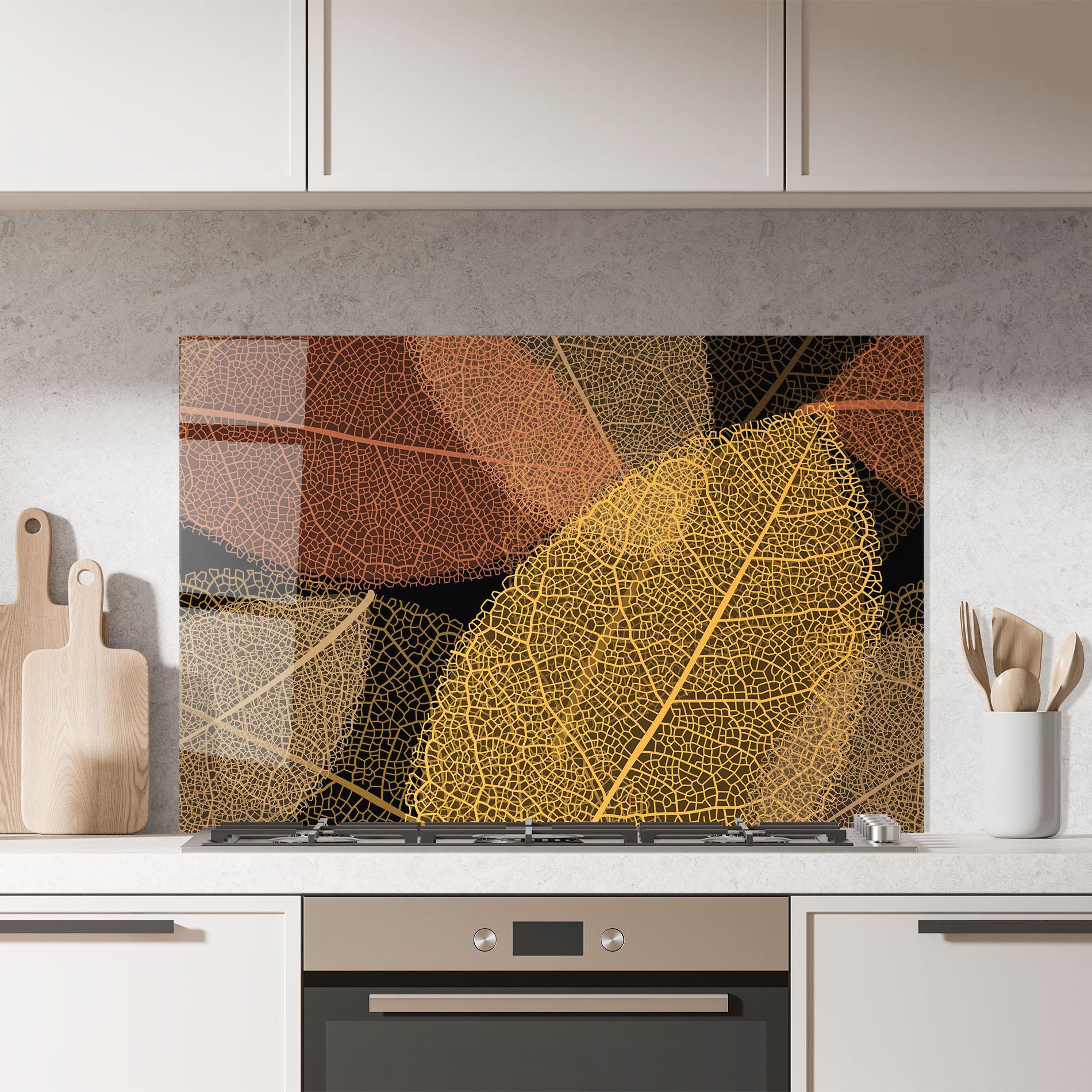 Panou Sticla Bucatarie Leaves Pattern mockup 7